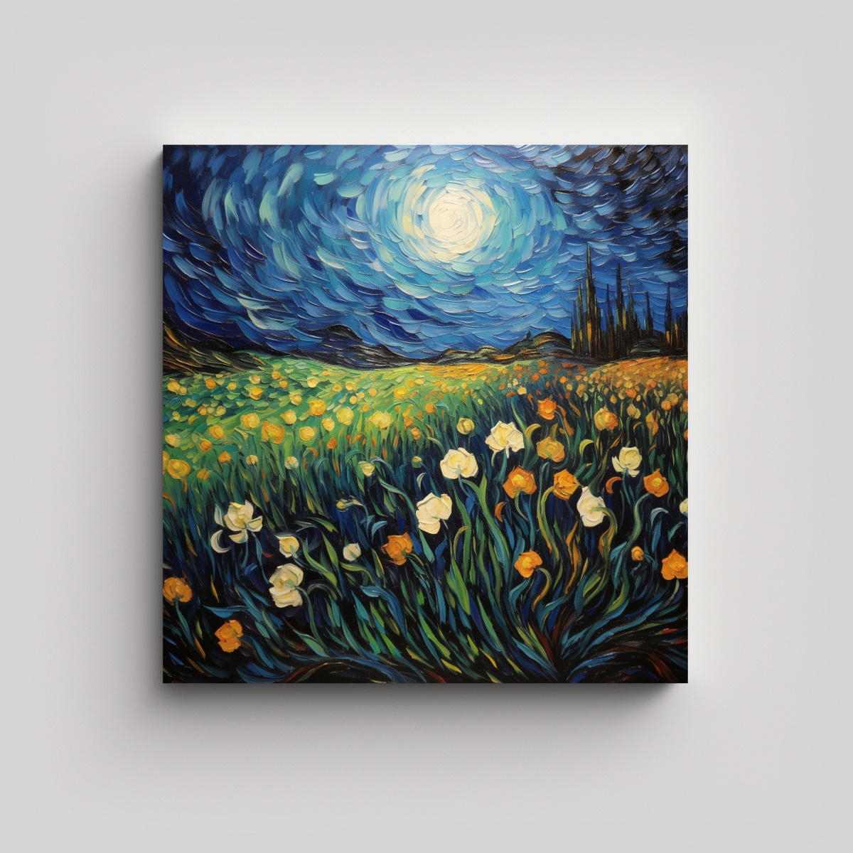 CUADRO DECORATIVO LÍNEAS DELICADAS NOCHE 80X80 CM - 1
