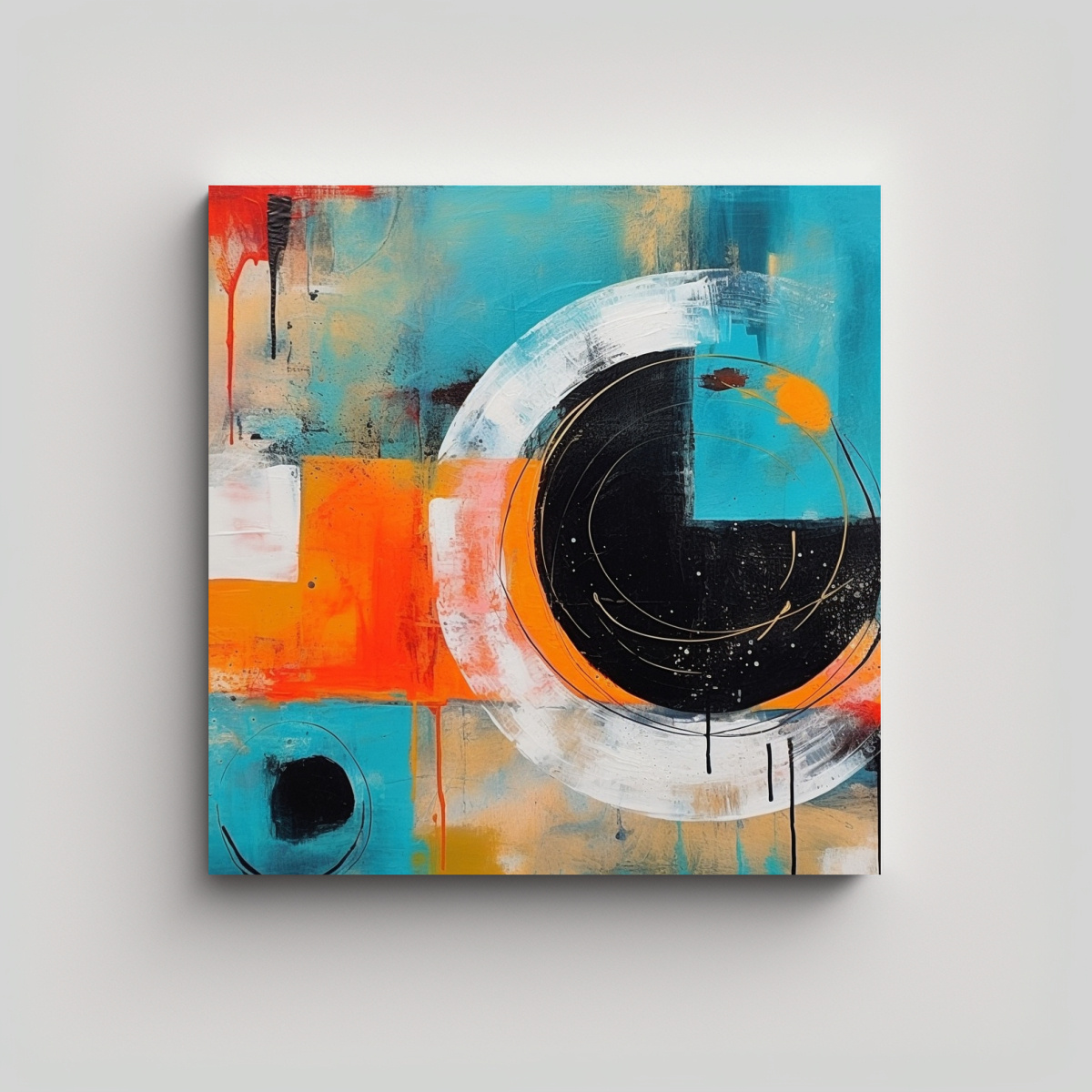 PINTURA ABSTRACTA CONTEMPORÁNEA SIMPLE Y 90X90 CM - 1