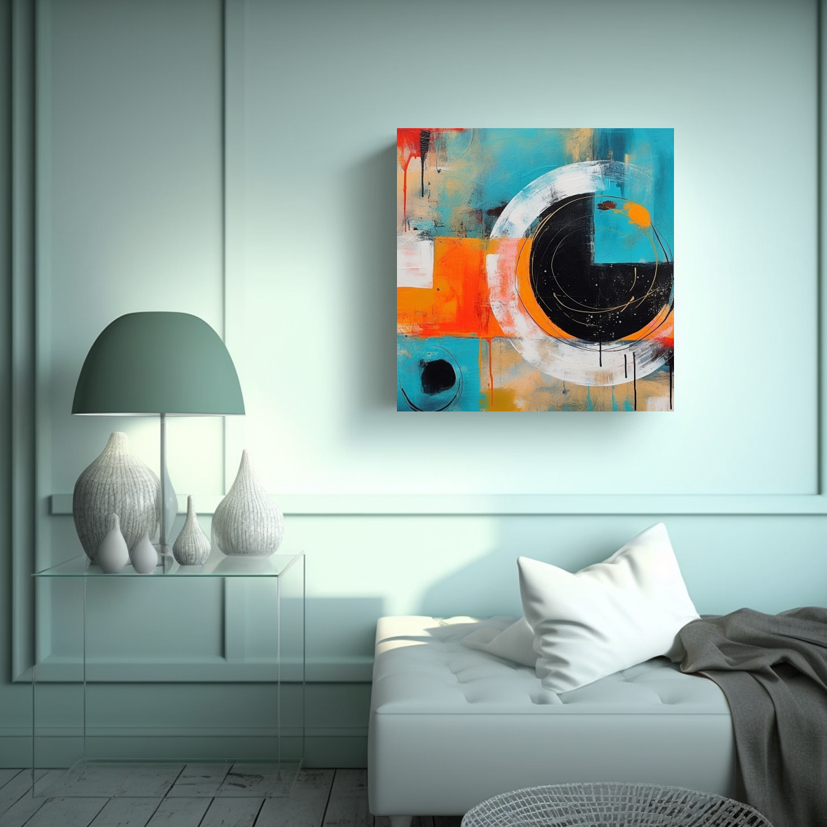 PINTURA ABSTRACTA CONTEMPORÁNEA SIMPLE Y 90X90 CM - 2