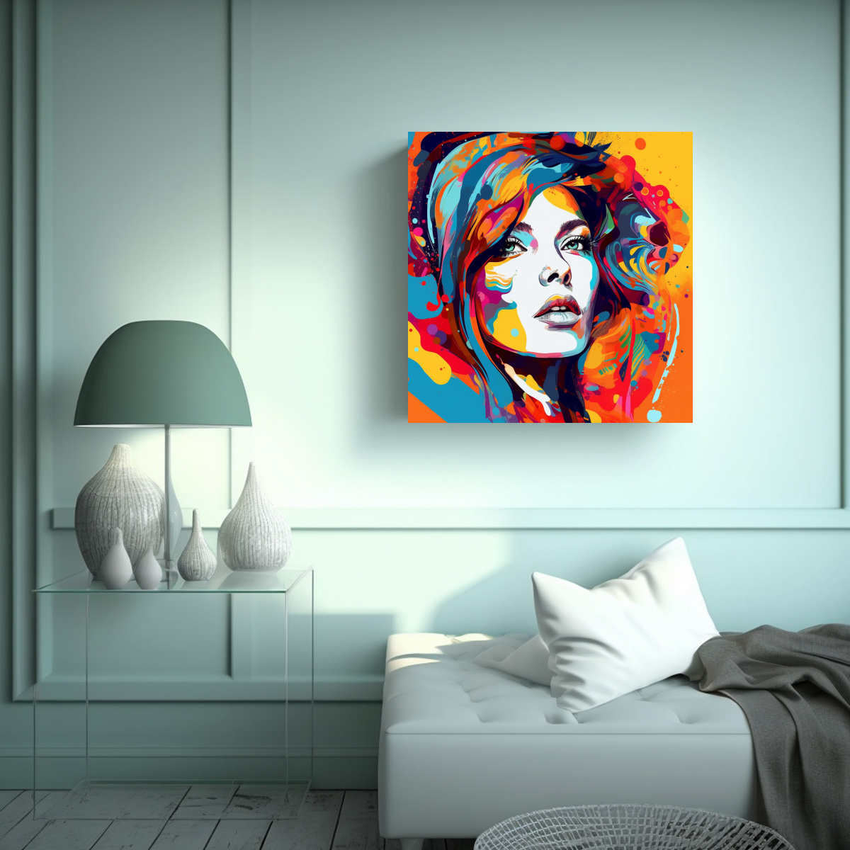 CUADRO DE DISEÑO LUMINOSO MUJERES POPART 100X100 CM - 2