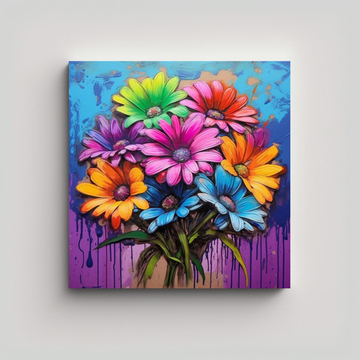 DAISIES DE ARCO IRIS GRAFFITI ARTE TONOS REFLEJO 30X30 CM - 1