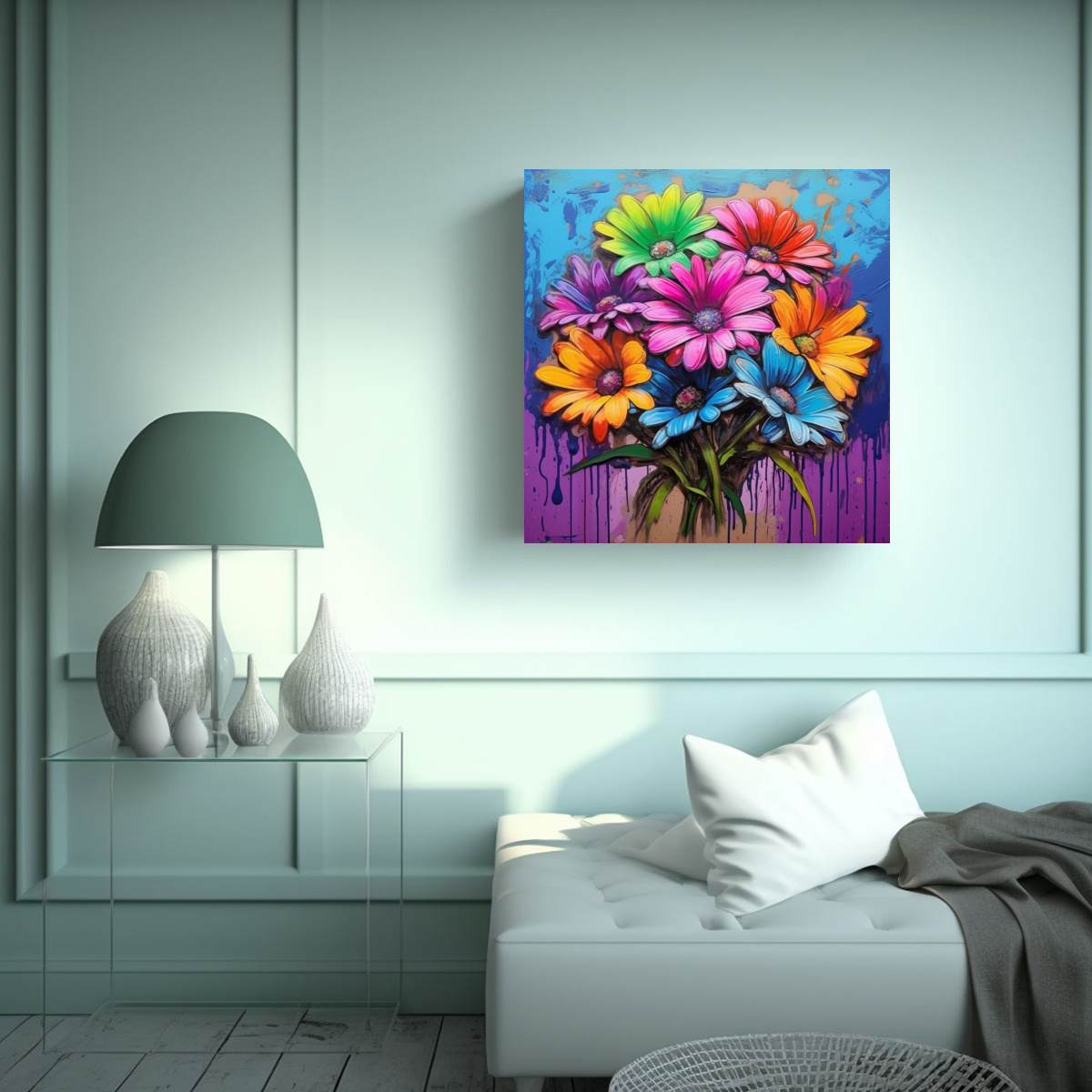 DAISIES DE ARCO IRIS GRAFFITI ARTE TONOS REFLEJO 30X30 CM - 2