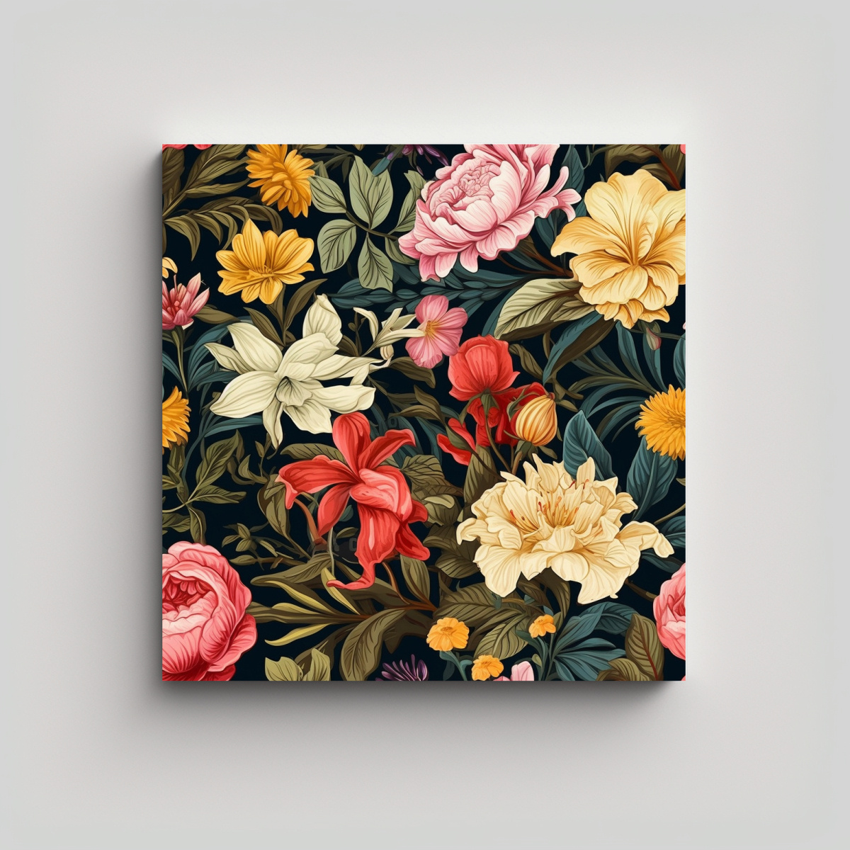 PATRÓN FLORAL VINTAGE LIENZO CALIDOS BONITO SIN 30X30 CM - 1