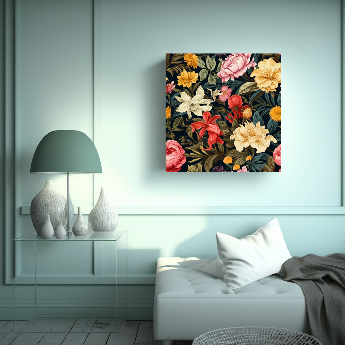 PATRÓN FLORAL VINTAGE LIENZO CALIDOS BONITO SIN 30X30 CM - 2