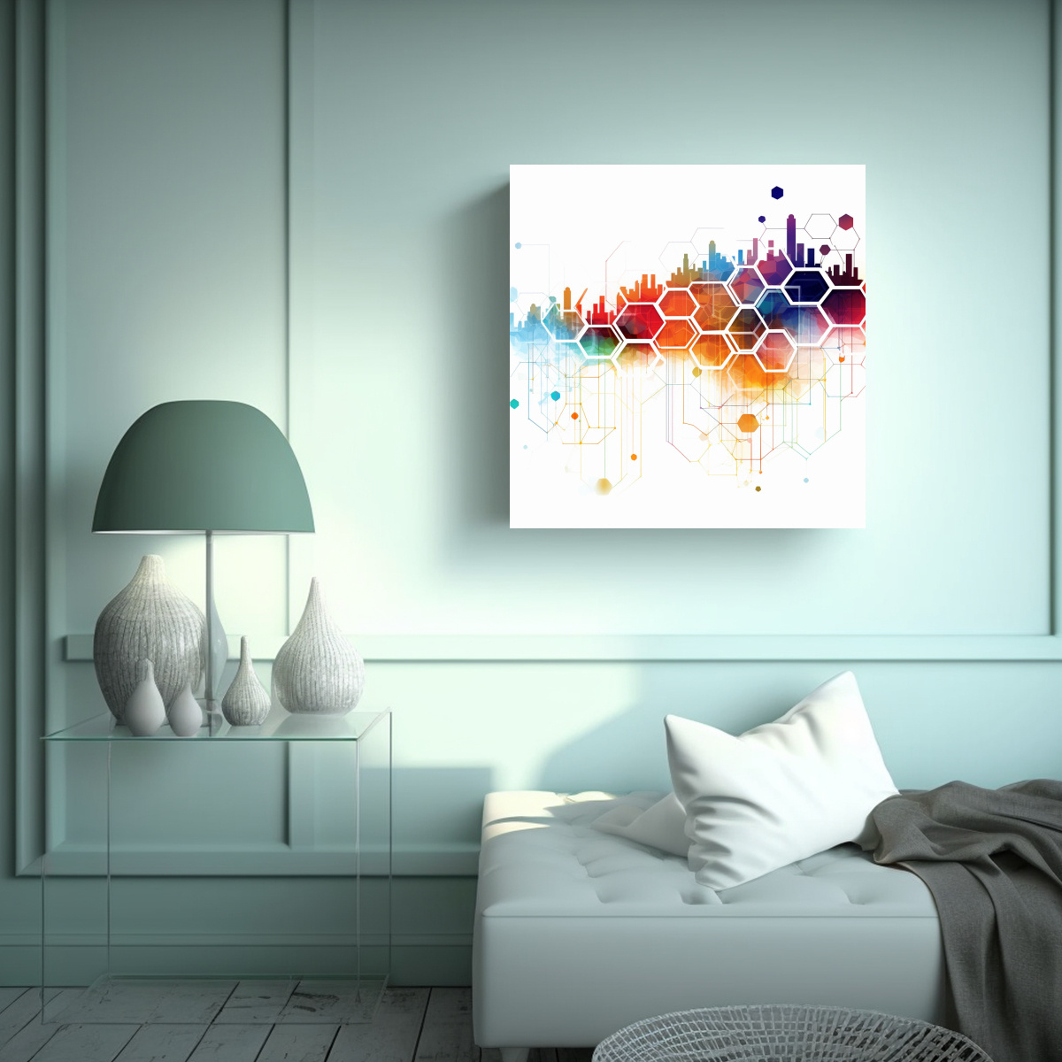 TELA EN BASTIDOR OBRA MAESTRA DE UNA CIUDAD 80X80 CM - 2