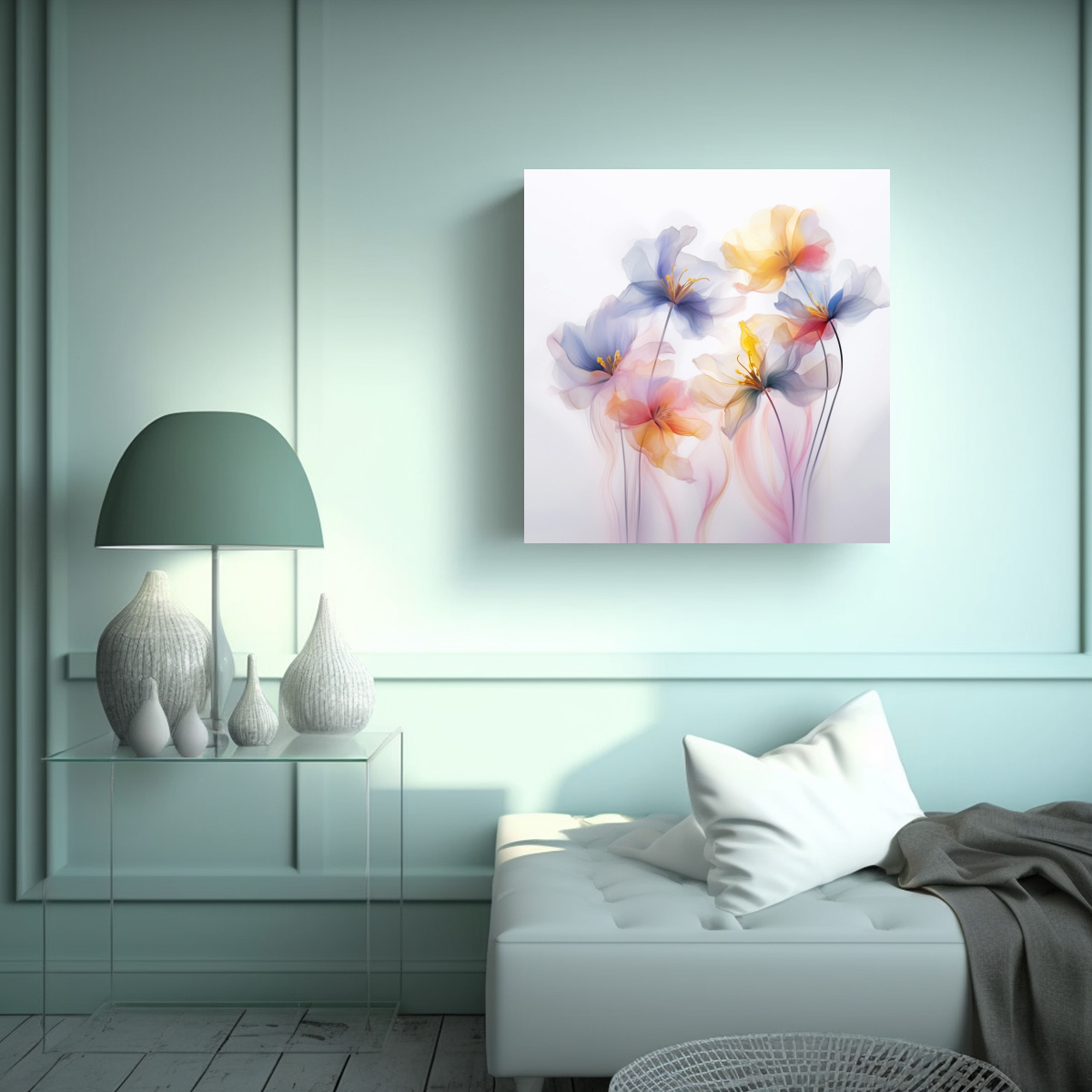 CUADRO POP ART INSPIRADOR PASTEL SUEÑOS FLORES 30X30 CM - 2