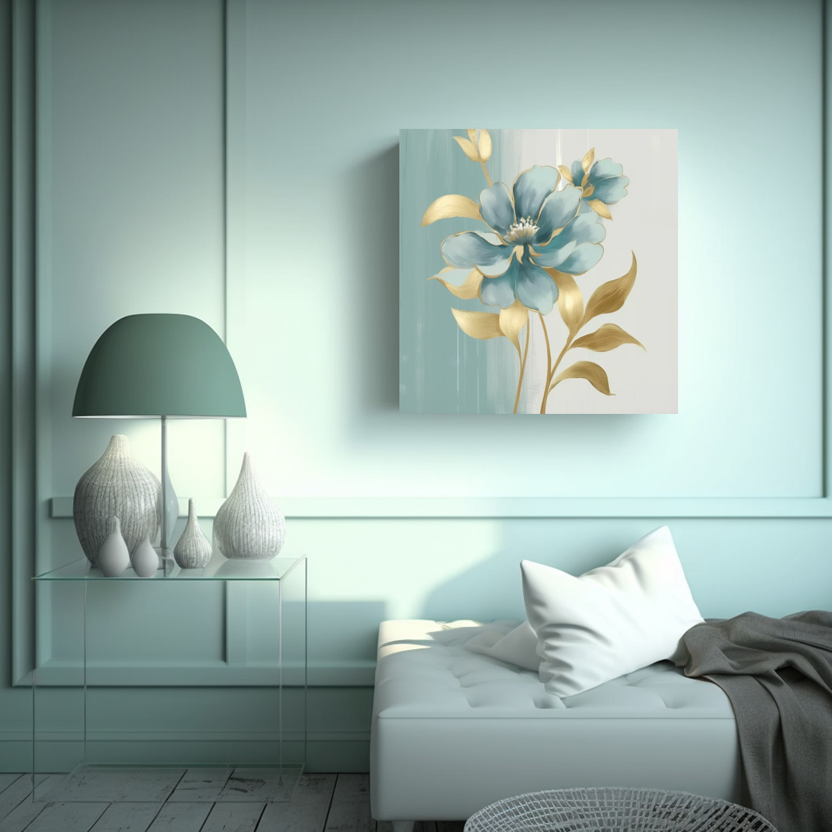 PINTURA ACUARELA HERMOSA ORQUÍDEA GRIS ESTILO 100X100 CM - 2