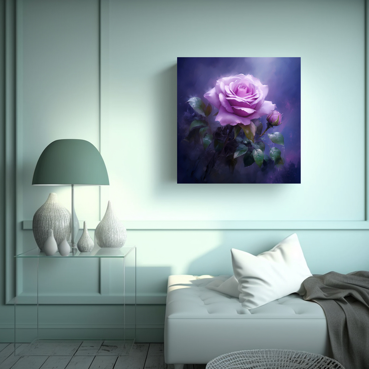 PARED MORADA ROSA LIENZO ARTE DIGITAL SURREALISTA 70X70 CM - 2
