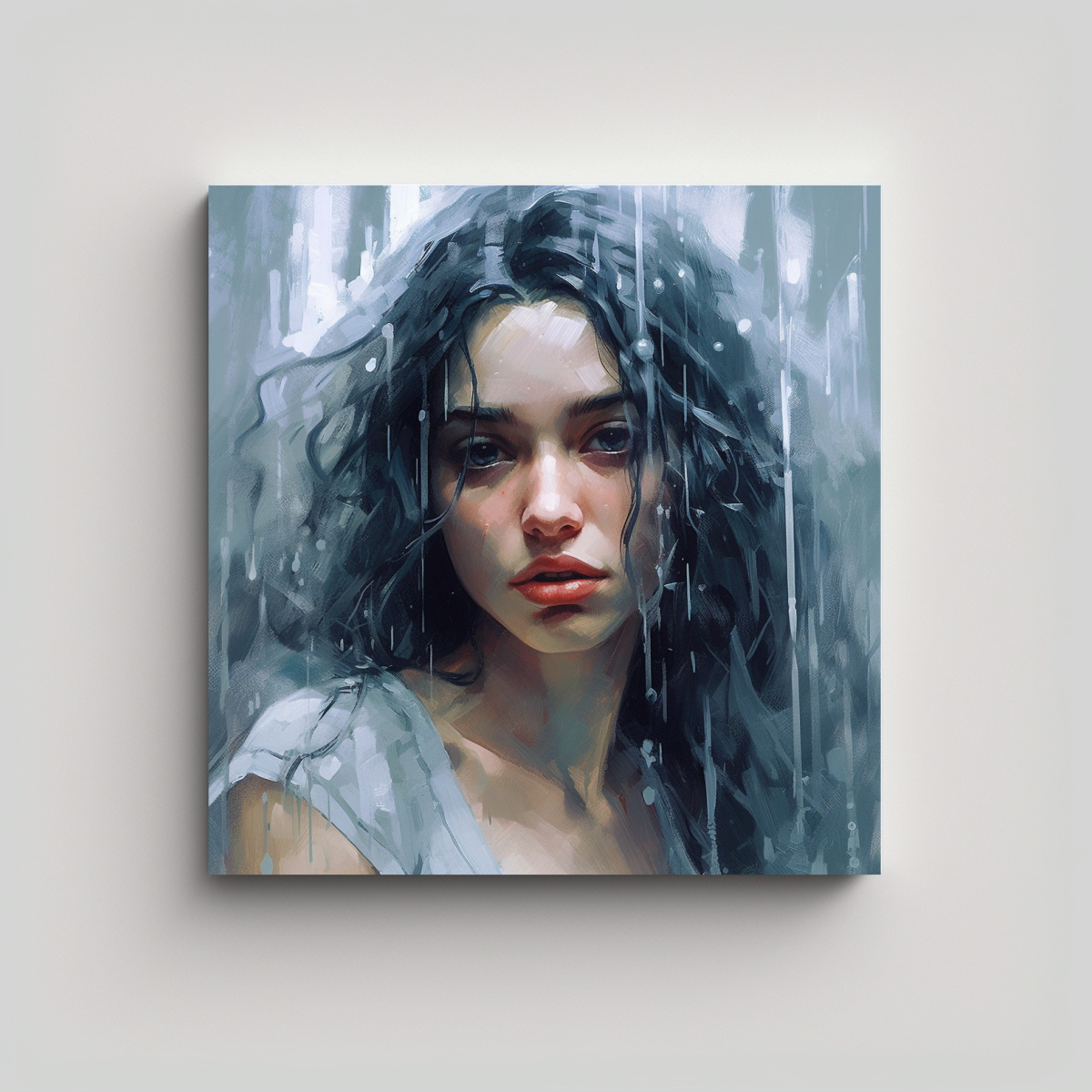 NIÑA EN LA LLUVIA PINTURA VANGUARDIA EN BASTIDOR 20X20 CM - 1