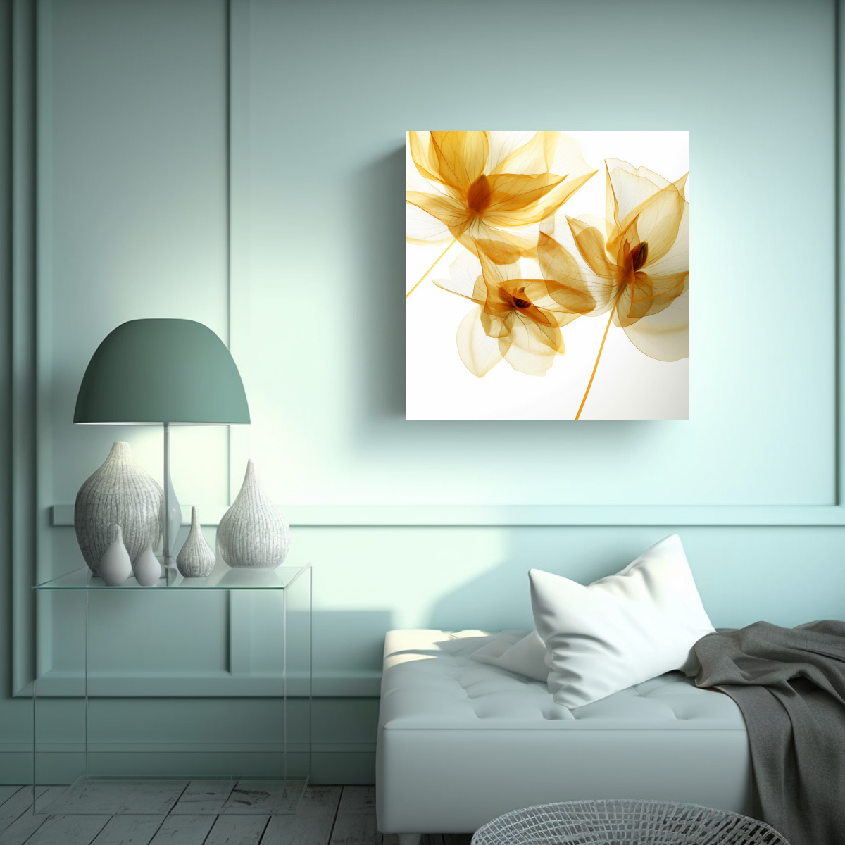 DECORACIÓN ETEREA DORADA TRANSLÚCIDA DE 40X40 CM - 2