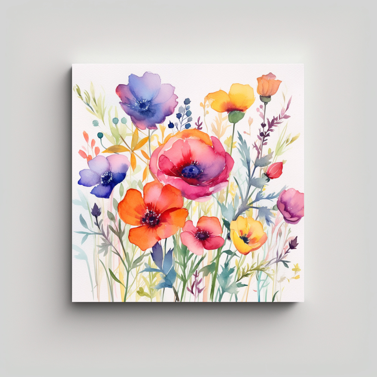 ARTE DE PARED ACUARELA FLORAL RÚSTICA LIENZO DE 30X30 CM - 1