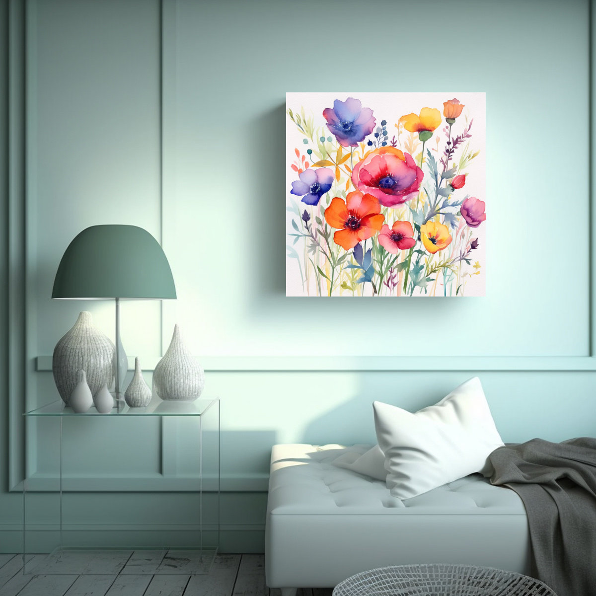 ARTE DE PARED ACUARELA FLORAL RÚSTICA LIENZO DE 30X30 CM - 2