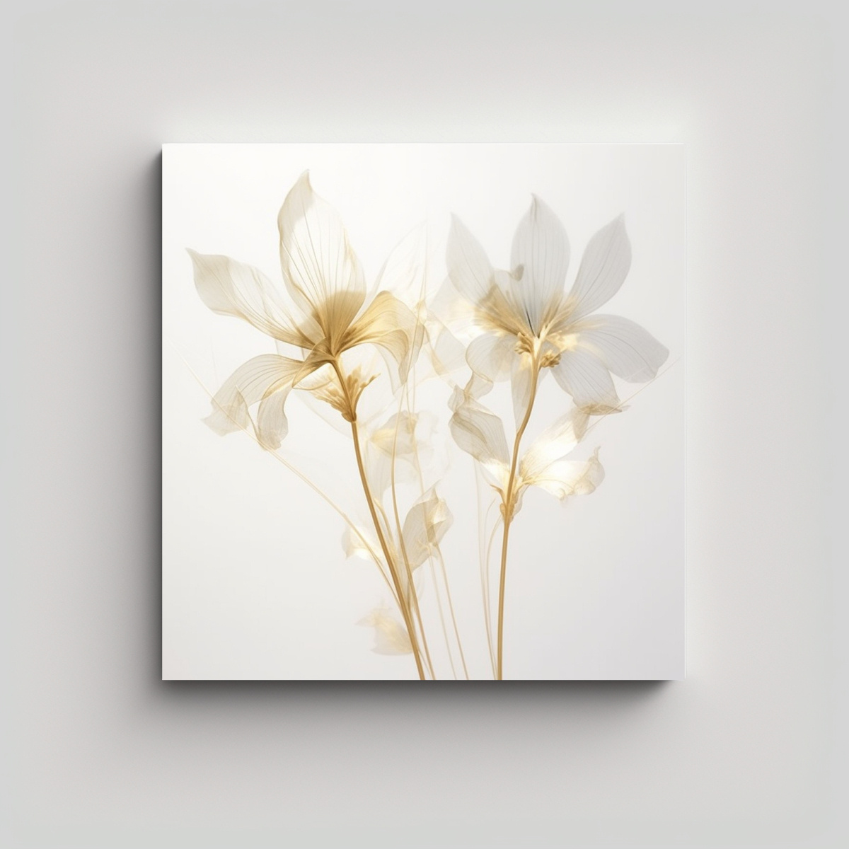 BELLEZA ETEREA PLANTAS BLANCAS ELEGANCIA CUADRO 60X60 CM - 1
