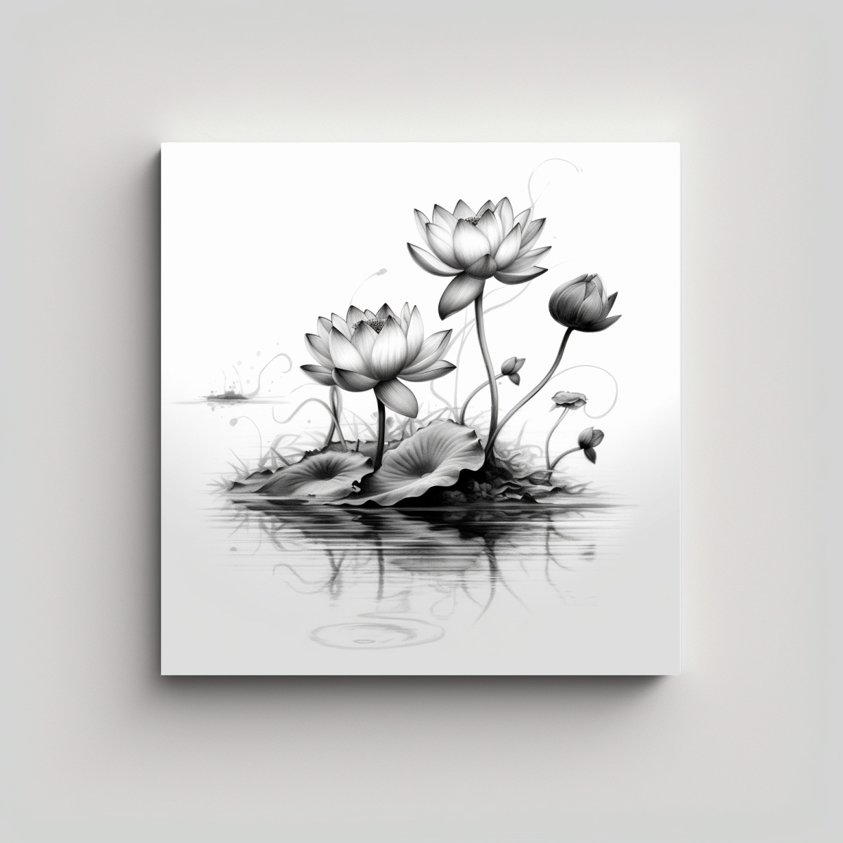 SAMA LOTUS LINEAL ARTE PARED, INSPIRACIÓN 100X100 CM - 1