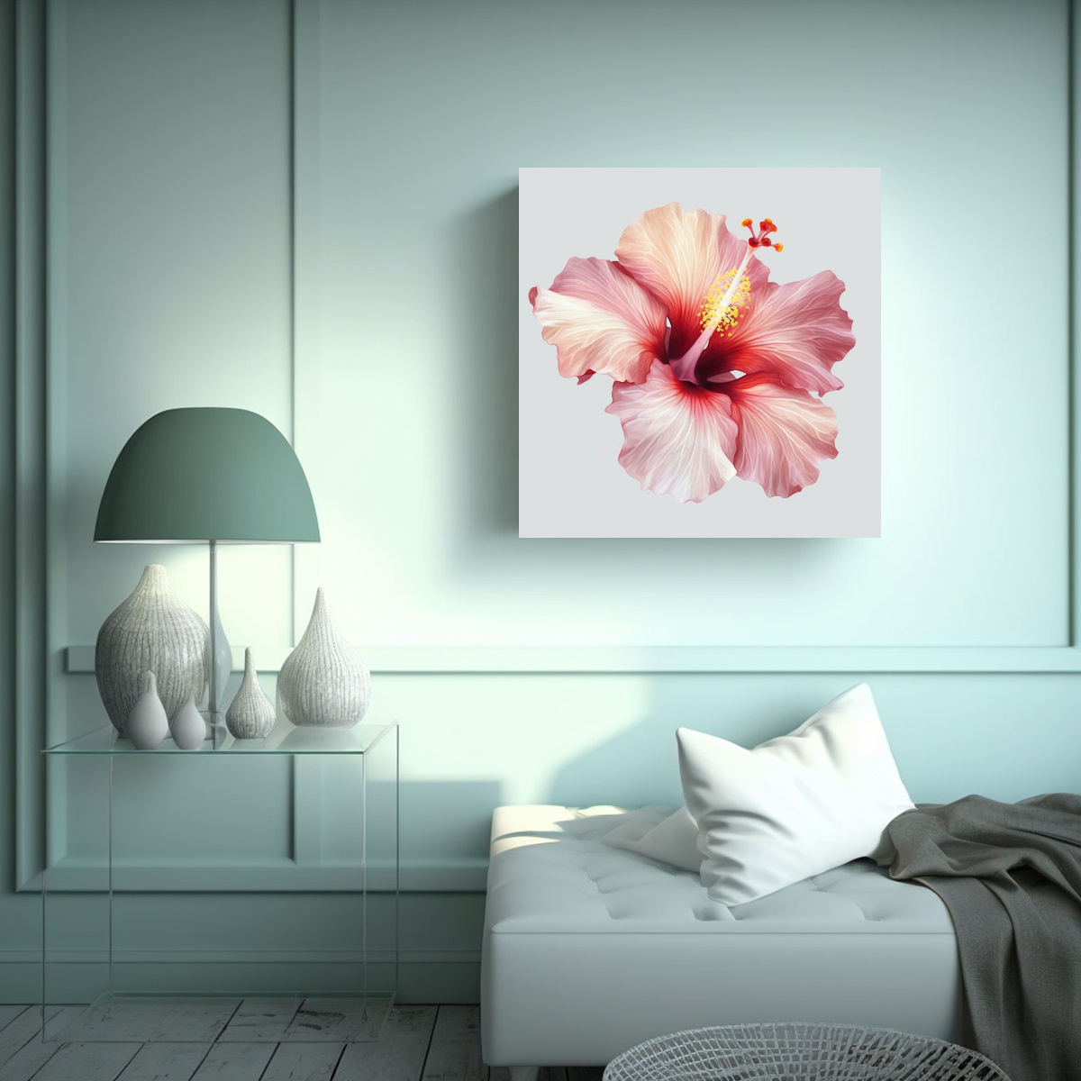REALISTA CUADRO DE HIBISCO REFINADO EN FONDO 80X80 CM - 2