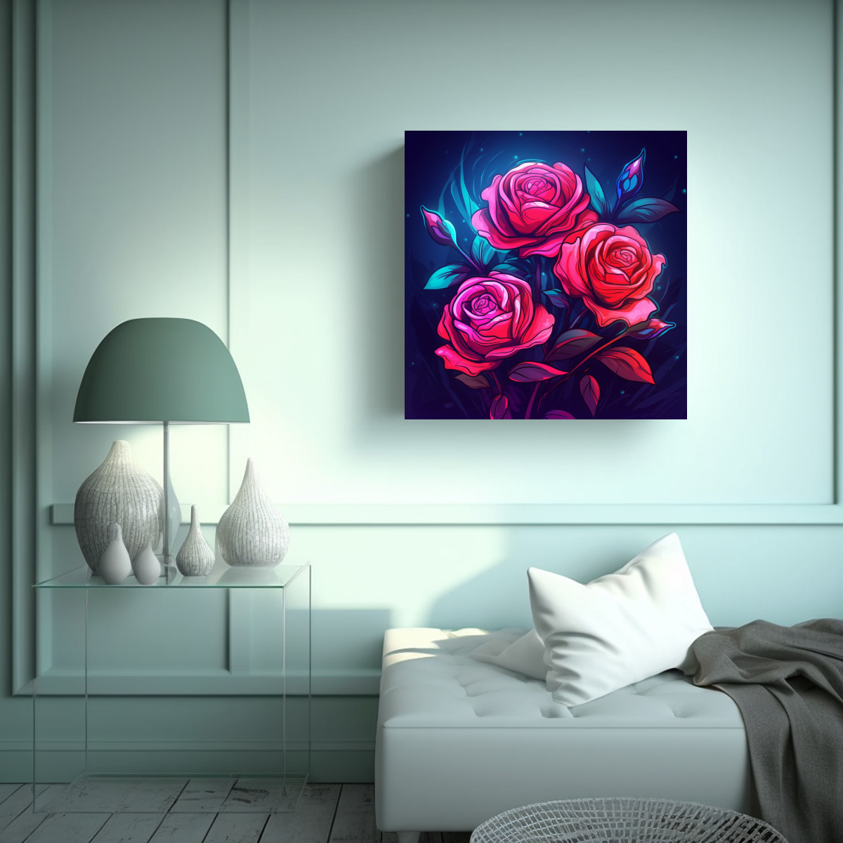 ROSA BRILLANTE SIMPLE LIENZO DE TELA COMBINACIÓN 20X20 CM - 2