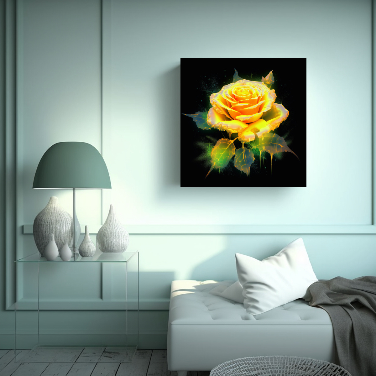 DISEÑO SUBLIMACIÓN NEÓN AMARILLO VINTAGE ARTE 90X90 CM - 2