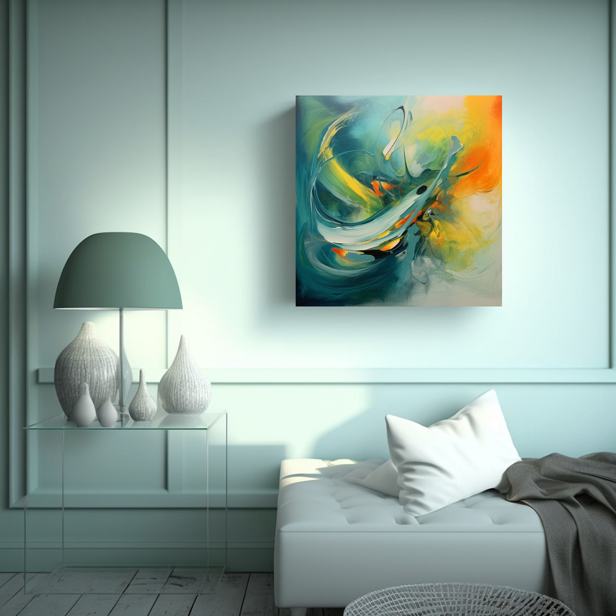 PINTURA ABSTRACTA EN LIENZO PARA DECORACIÓN DE 100X100 CM - 2
