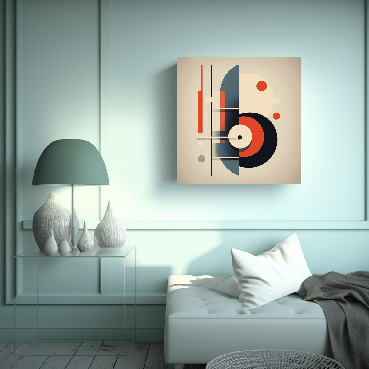 CUADRO MINIMALISTA ELEGANTE DE LÍNEAS Y FORMAS 60X60 CM - 2