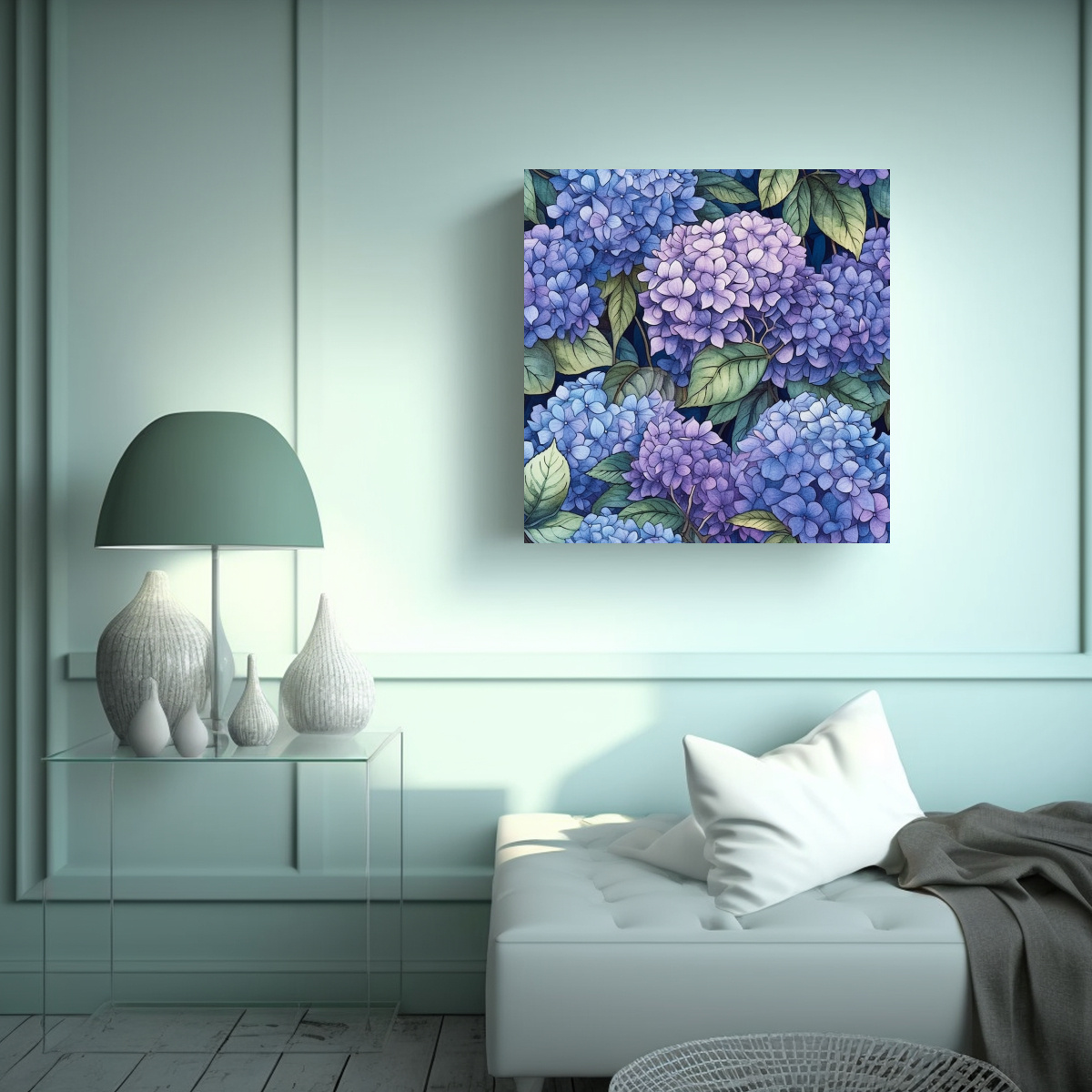 HOGAR DECO ABSTRACCIÓN PINTURA DE HORTENSIA 40X40 CM - 2