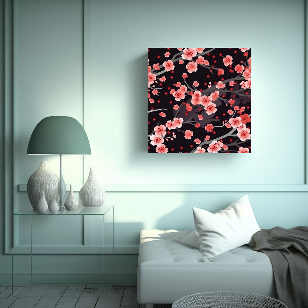 SAKURA MAJESTUOSA ARTE DE PARED, DISEÑO FLORAL 40X40 CM - 2