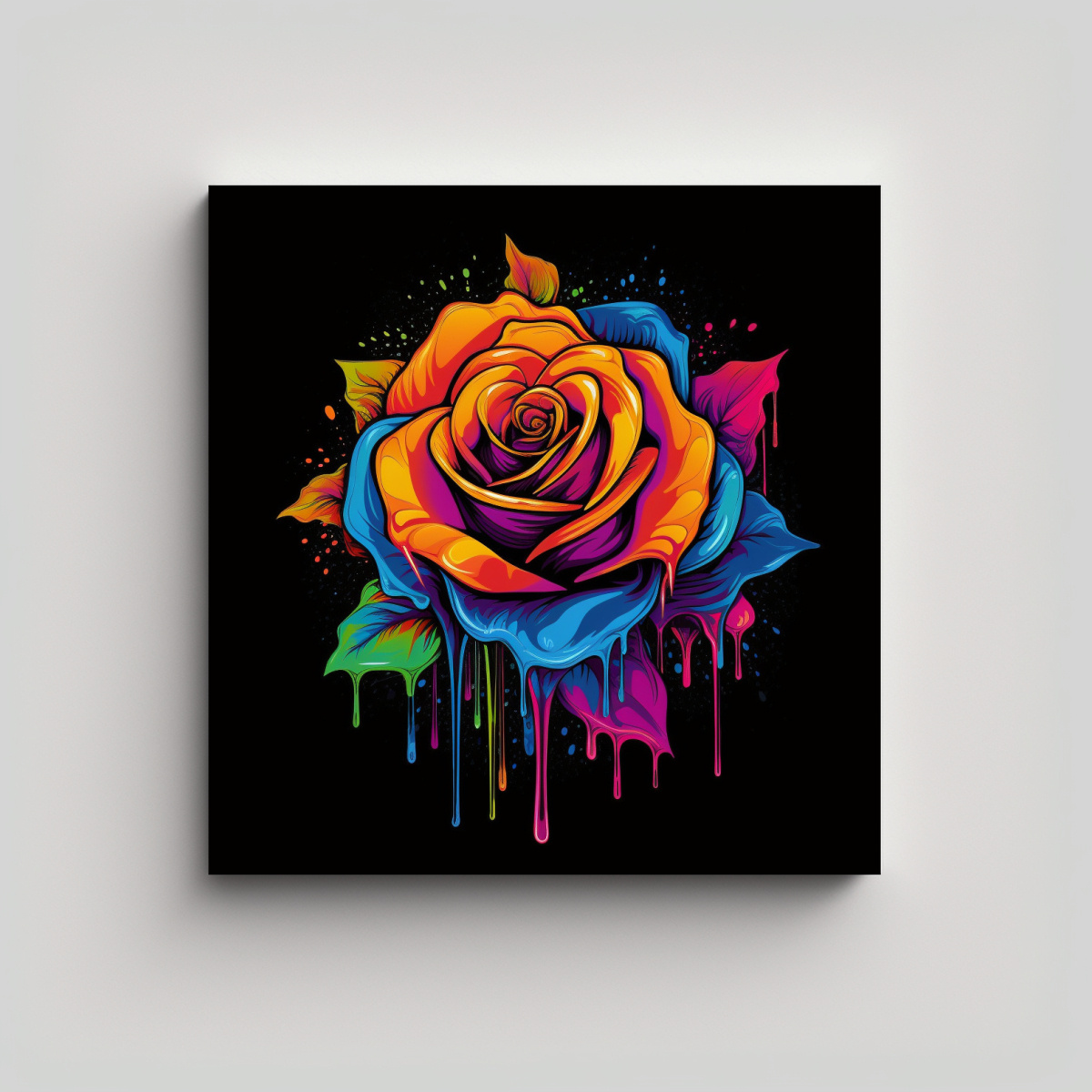 PINTURA NEON VIBRANTE MULTICOLOR ROSA GOTEO ARTE 40X40 CM - 1