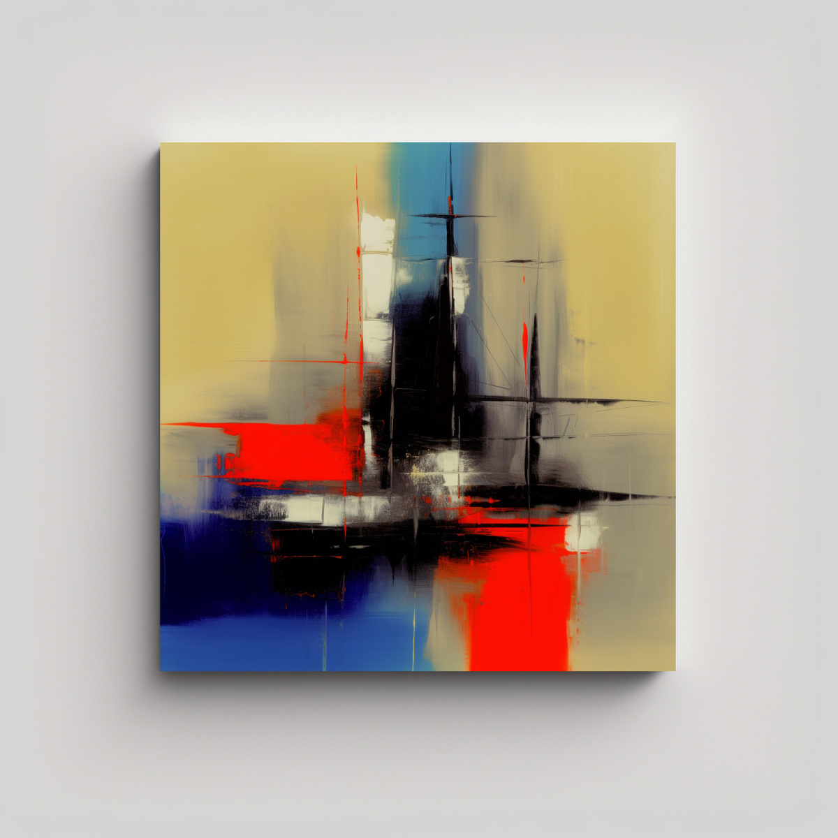 TELA EN BASTIDOR CON DELICADAS LÍNEAS: PINTURAS 40X40 CM - 1