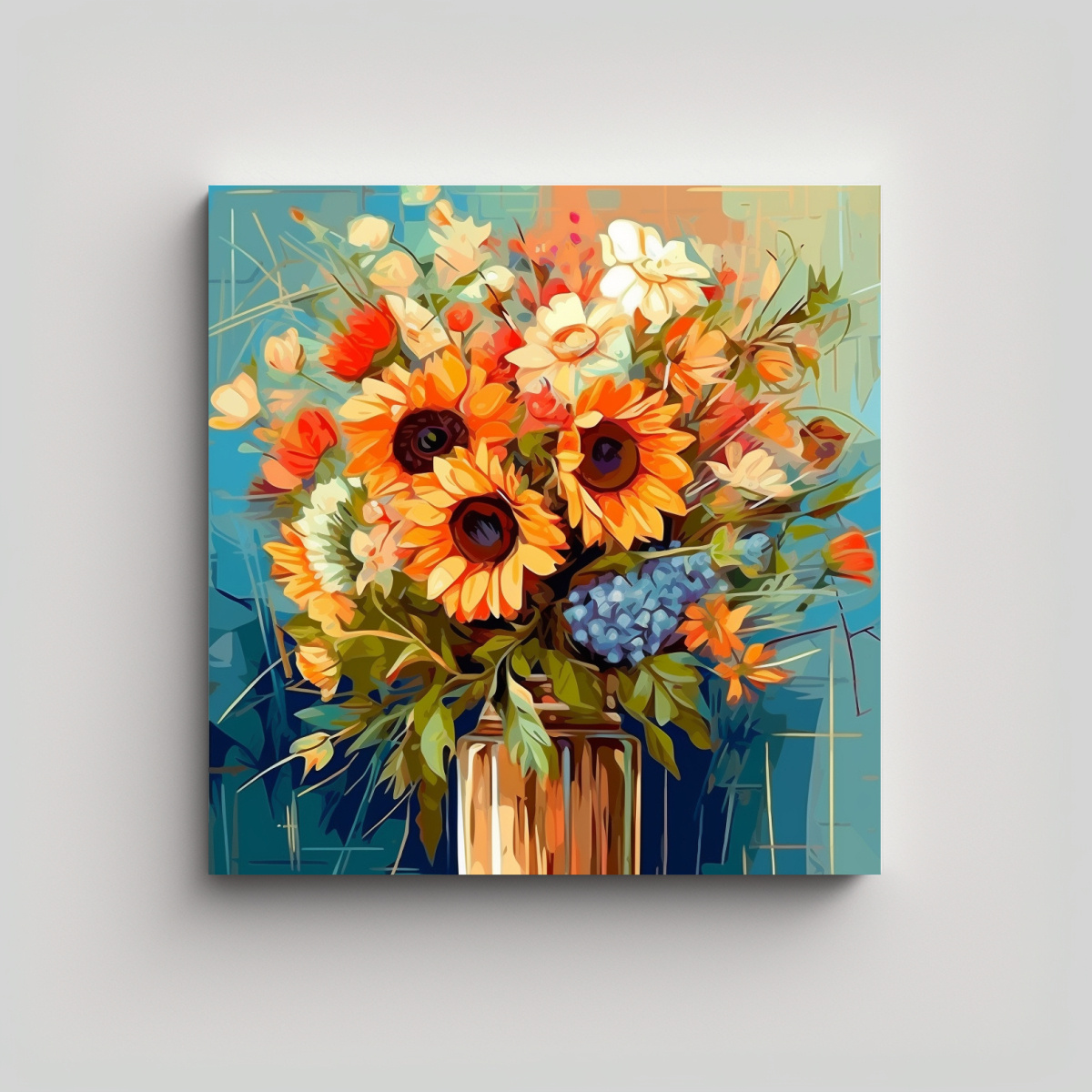 COMPOSICIÓN SOLAR DE FLORES SILVESTRES EN PANEL 50X50 CM - 1