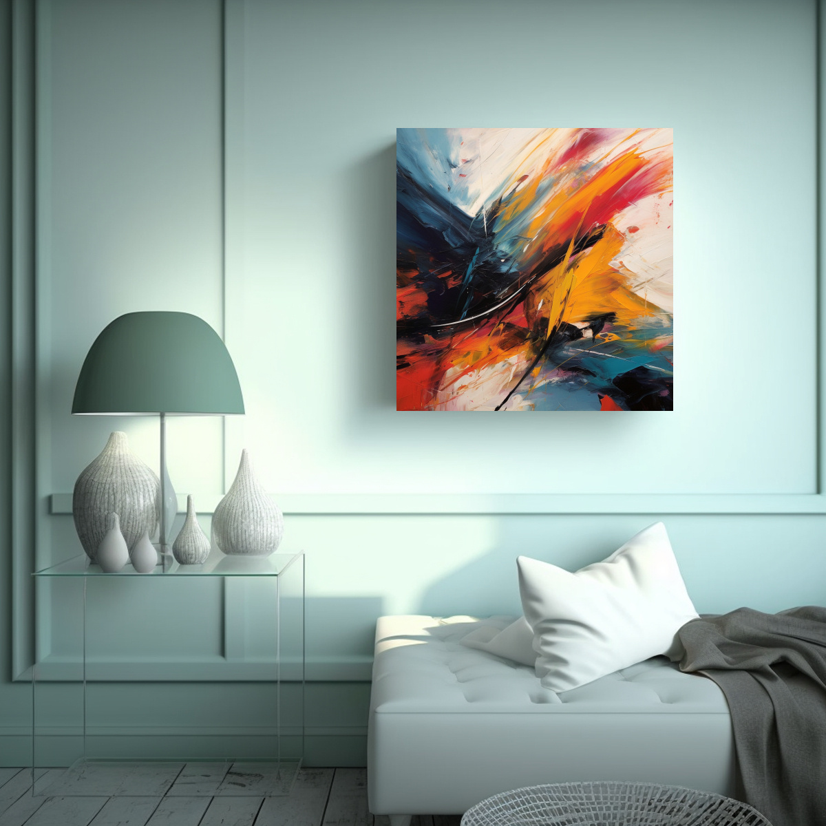 PINTURA ABSTRACTA CON PINCELADAS AUDACES: BELLEZA 40X40 CM - 2