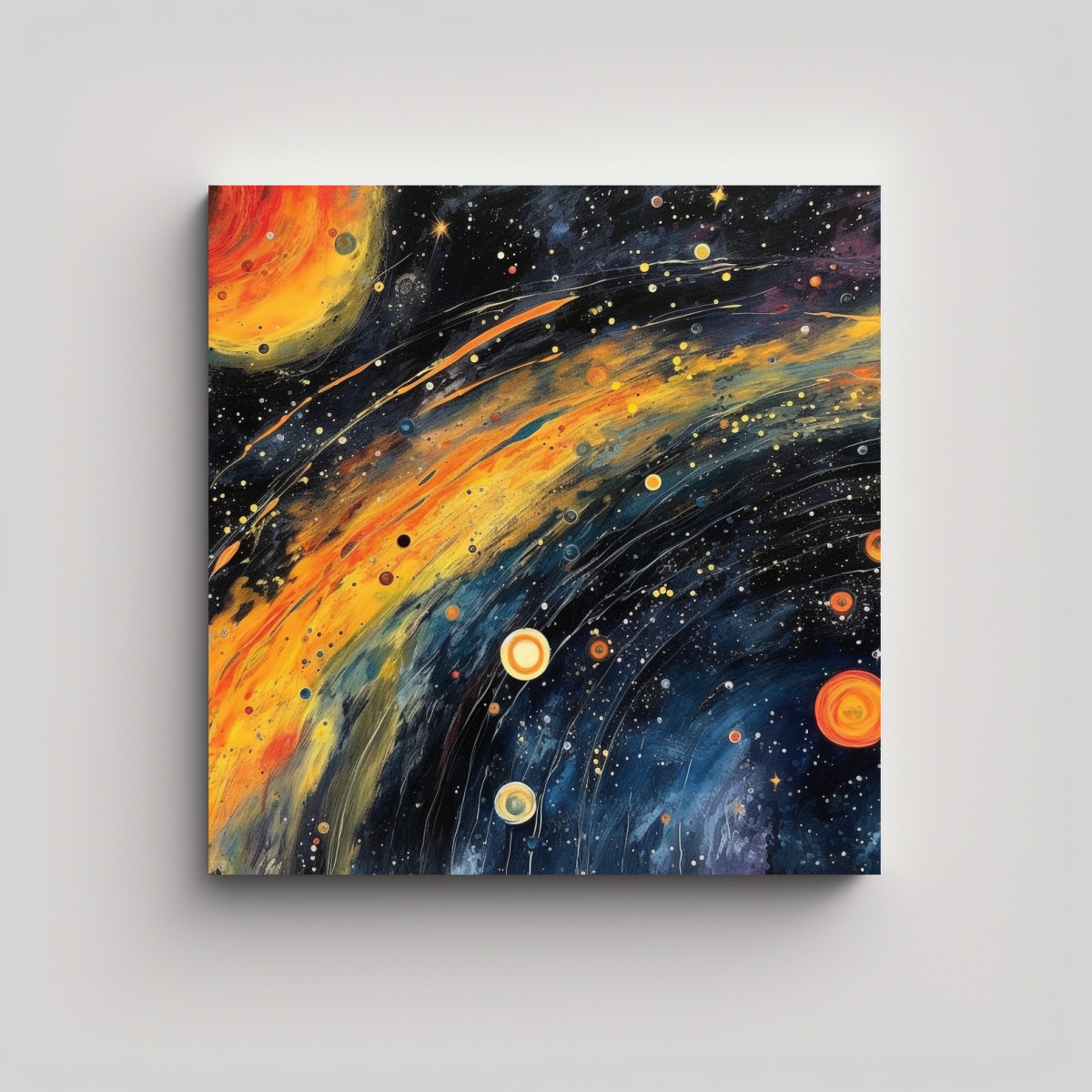 CUADRO ACUARELA ORIGINALIDAD ESPACIAL CON MUCHAS 80X80 CM - 1