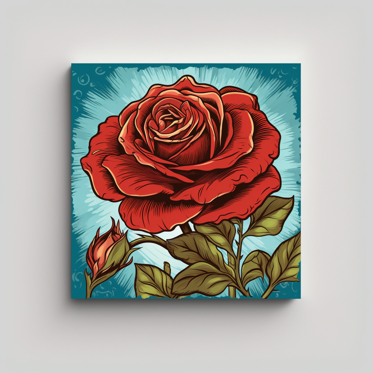 ARTE POP ROJO GRANDE ROSA ILUSTRACIÓN 50X50 CM - 1
