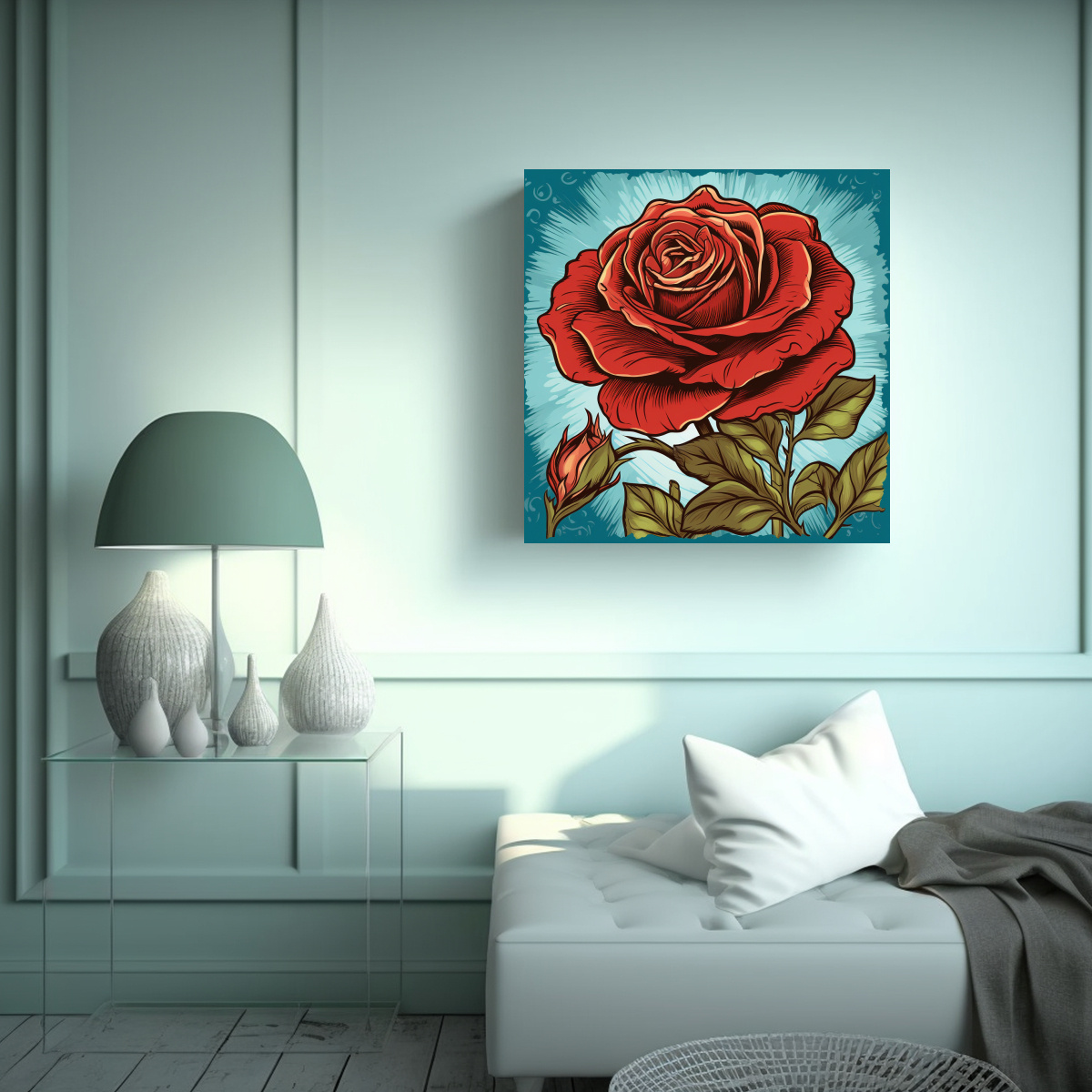 ARTE POP ROJO GRANDE ROSA ILUSTRACIÓN 50X50 CM - 2