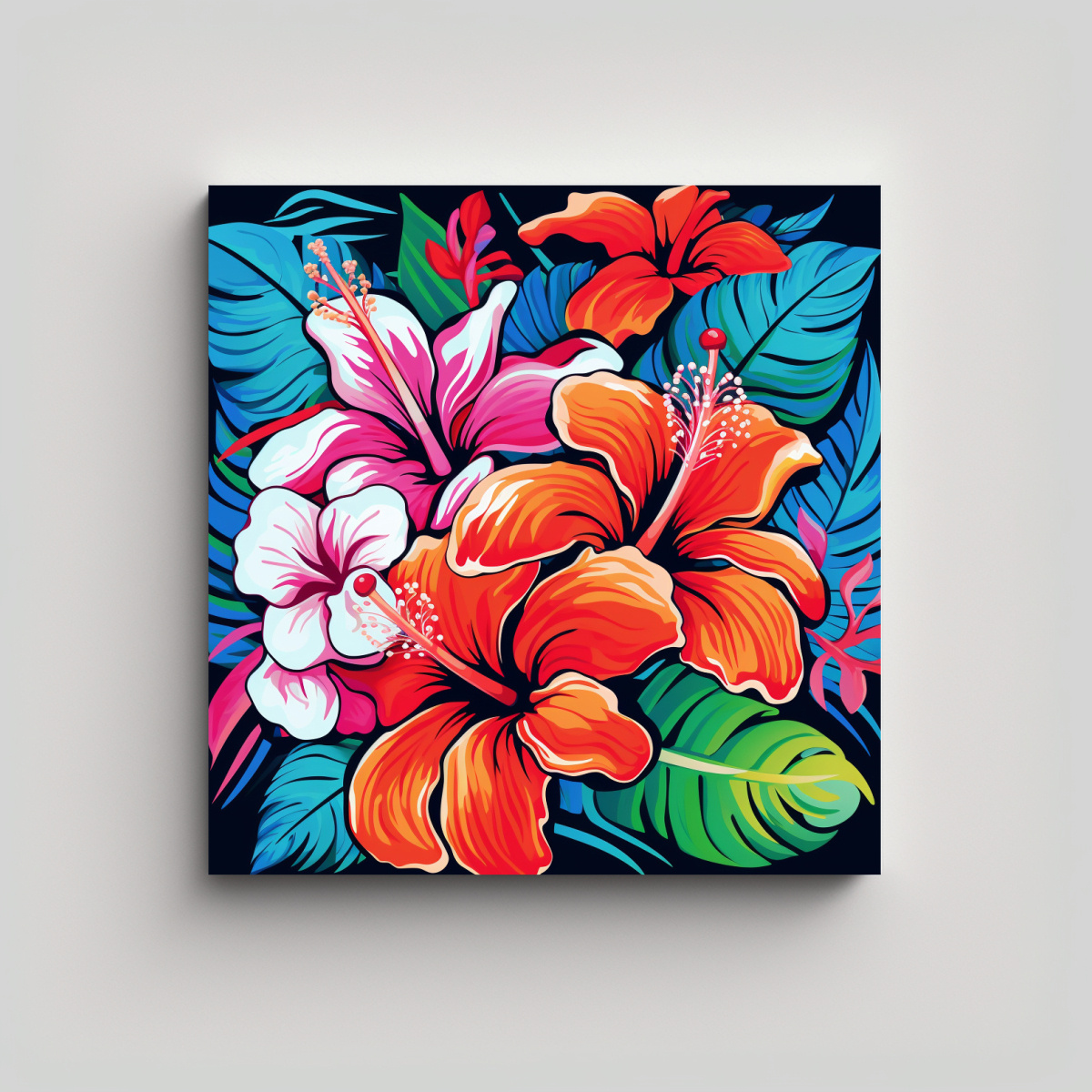 HERMOSO MURAL DE TELA SUBLIMADA CON FLORES DE 70X70 CM - 1