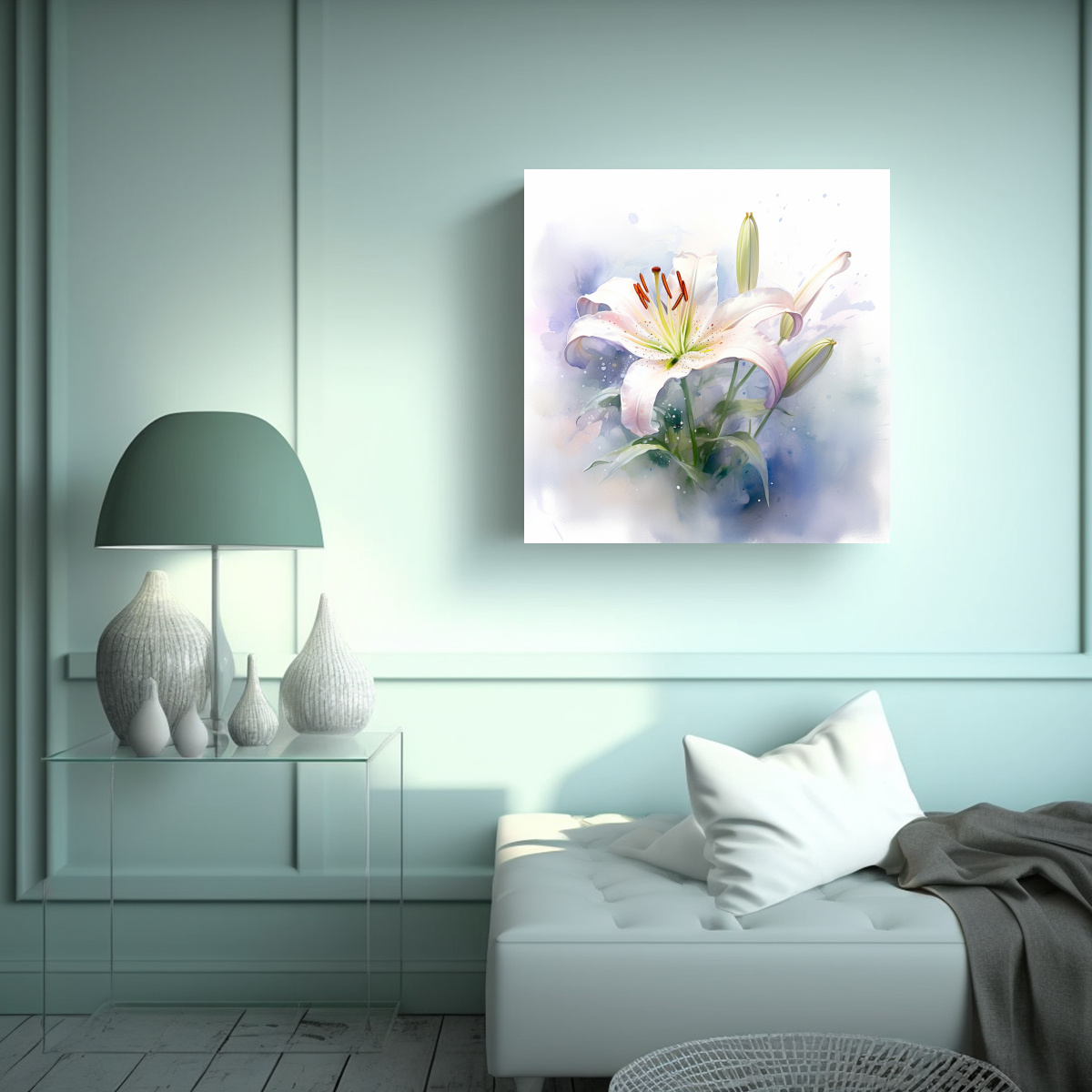 LIENZO VINTAGE ARMONIA PINTURA DE FLOR DE LIRIO 60X60 CM - 2