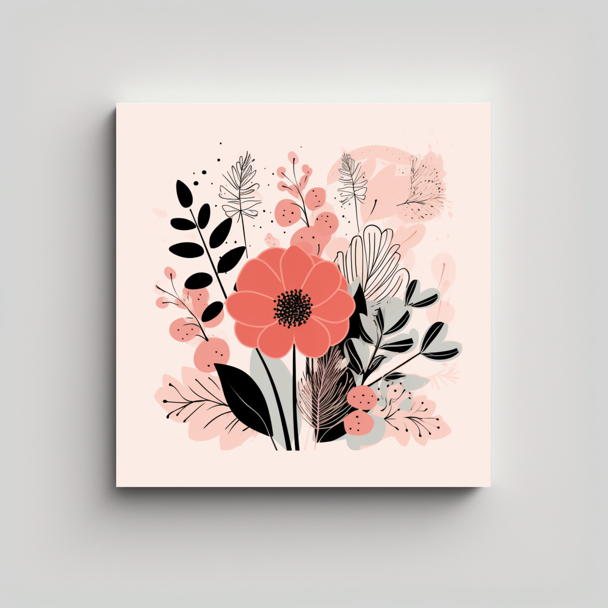 ALTA CALIDAD LIENZO MINIMALISTA BOHO FLORAL ROSA 90X90 CM - 1
