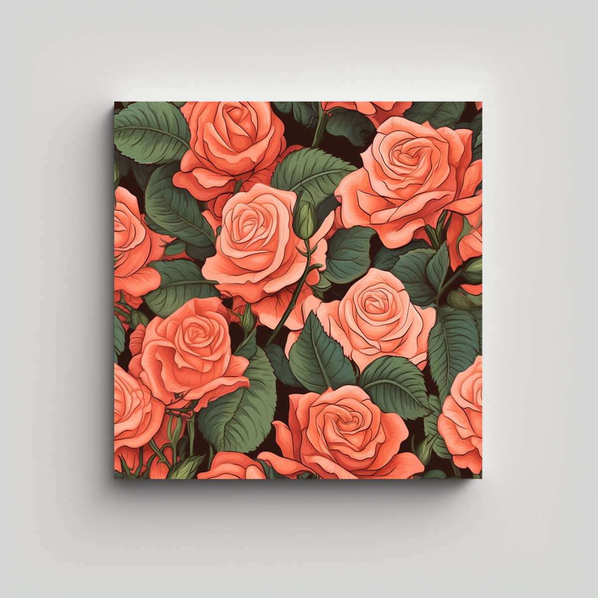 PINTURA DECORATIVA ROSA SIN ESPINAS DETALLES 20X20 CM - 1
