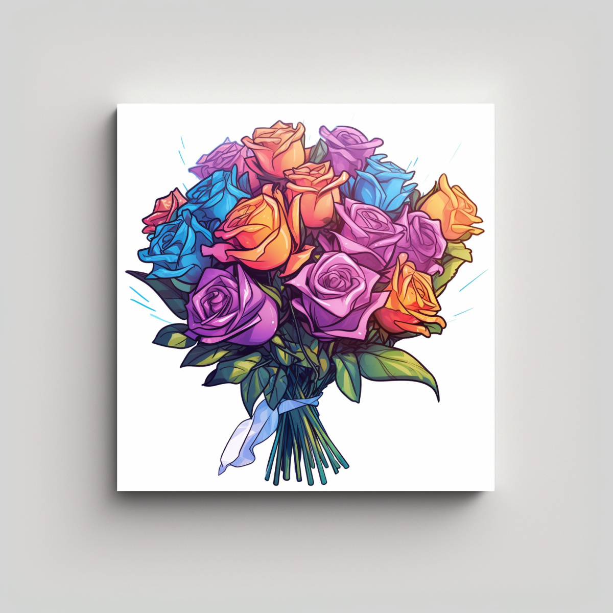 RAMO DE ROSAS EXÓTICAS DISEÑO MINIMALISTA 80X80 CM - 1