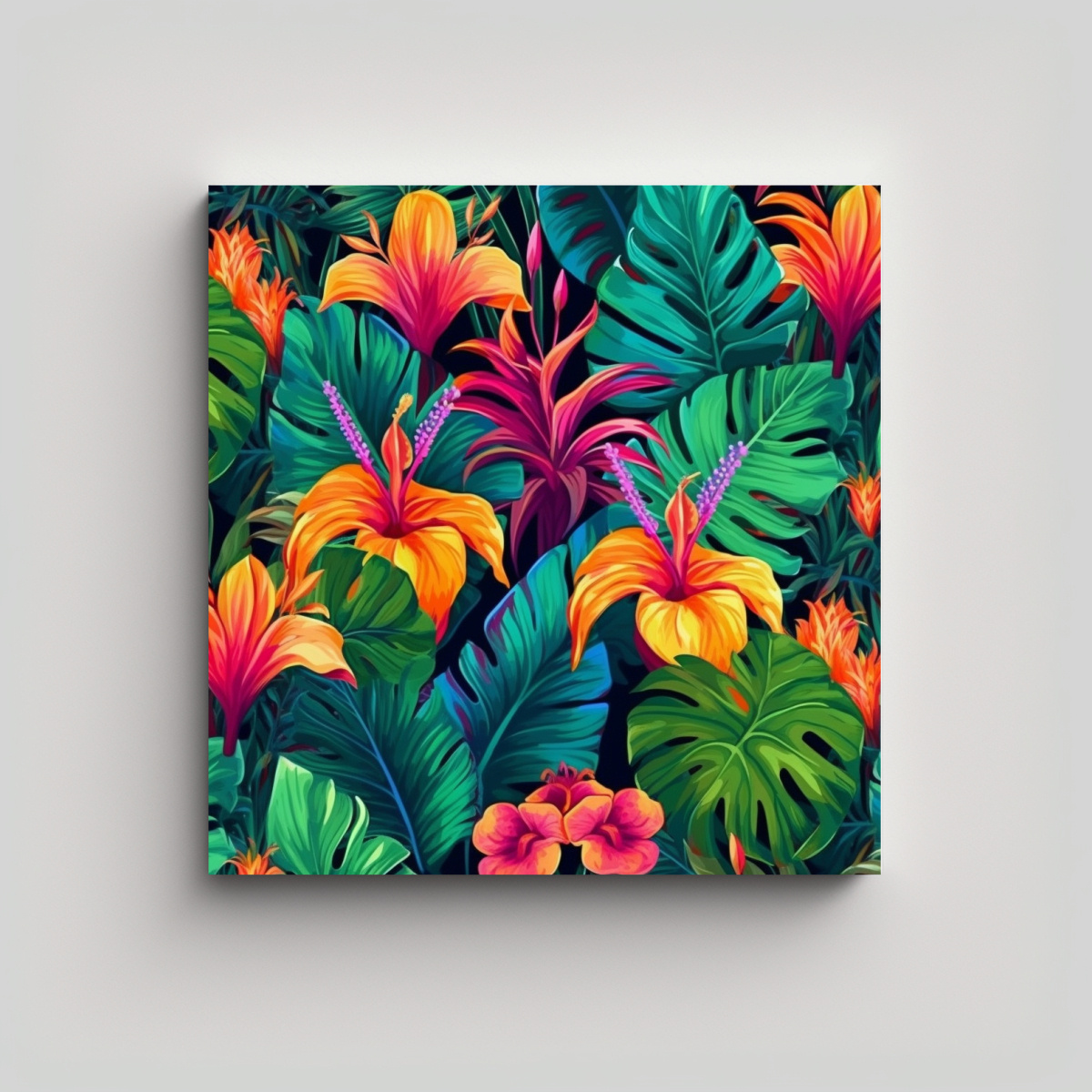 LIENZO ARTÍSTICO EXÓTICO PLANTAS SENSIBILIDAD 40X40 CM - 1
