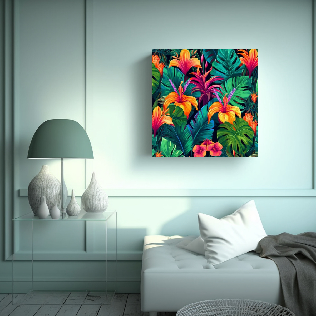 LIENZO ARTÍSTICO EXÓTICO PLANTAS SENSIBILIDAD 40X40 CM - 2