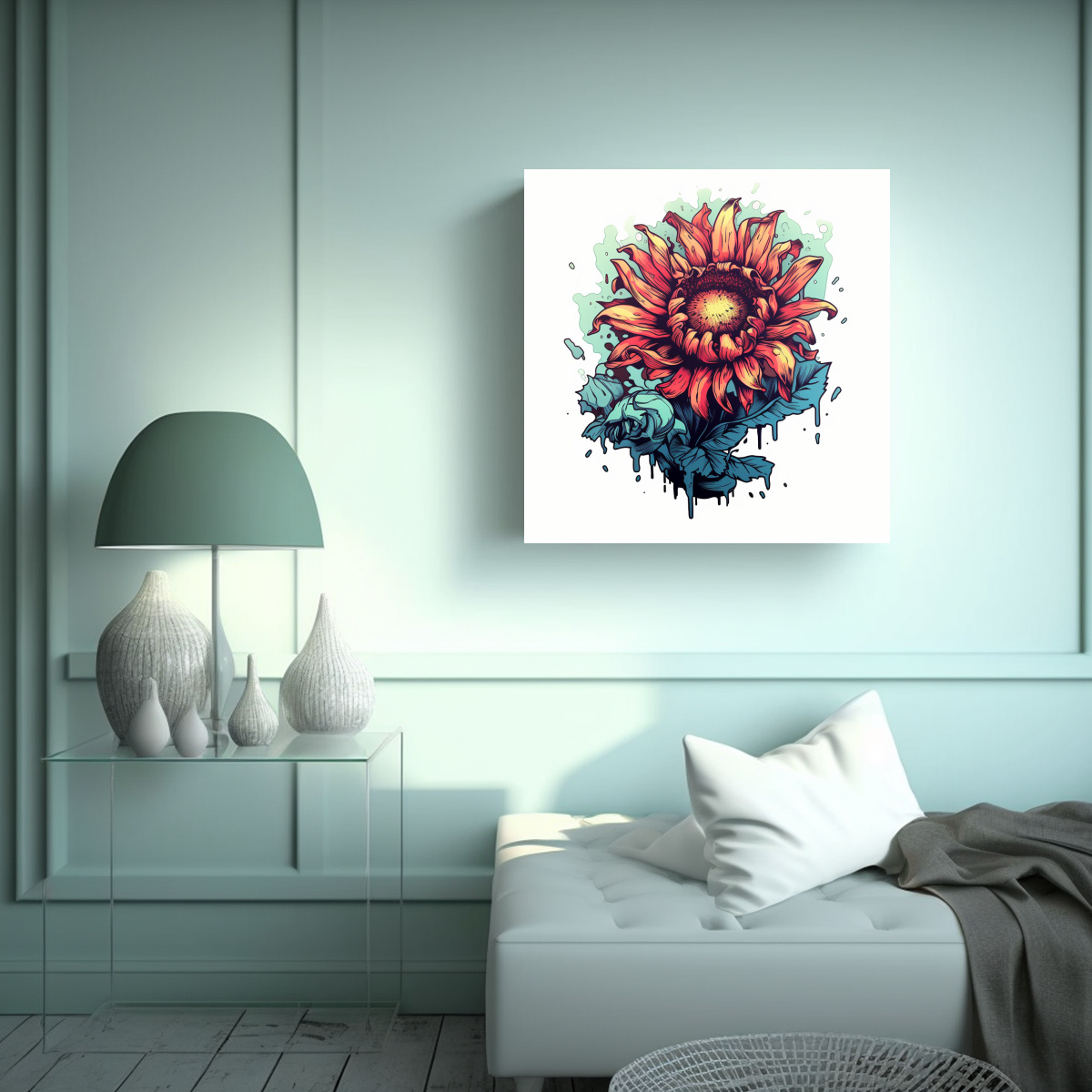CONCEPTUAL PUNK LOFI RELIEVE ARTE FLORAL 90X90 CM - 2