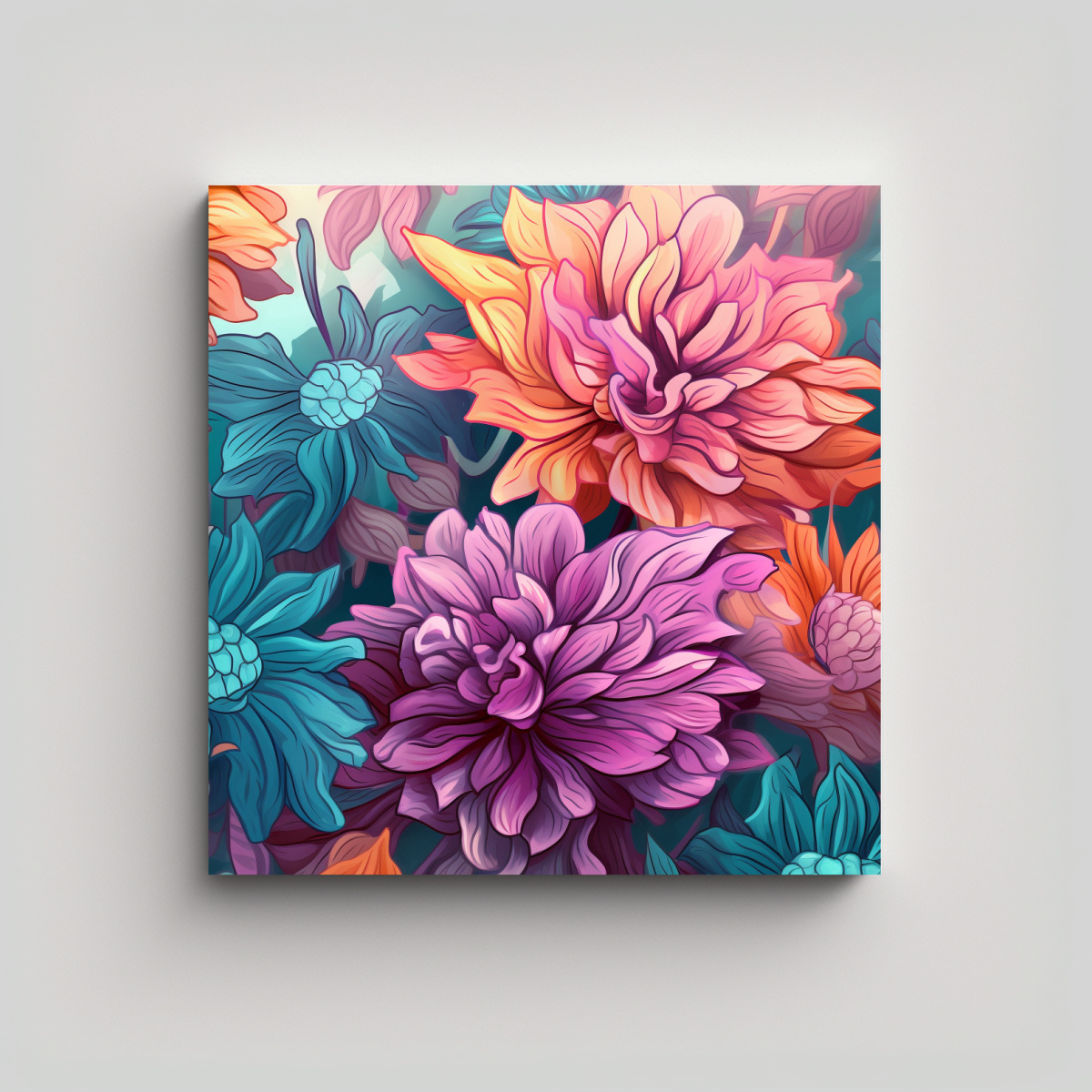 FLOR CREATIVA ILUSTRACIÓN ARTE DECORATIVO 20X20 CM - 1