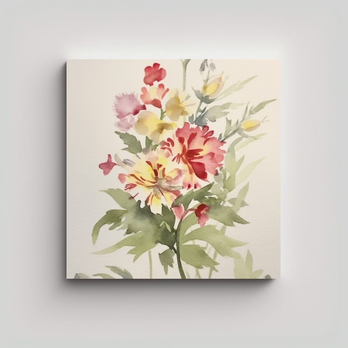 PINTURA FLORAL VINTAGE ALEGRE ACUARELA CLAUDE 40X40 CM - 1