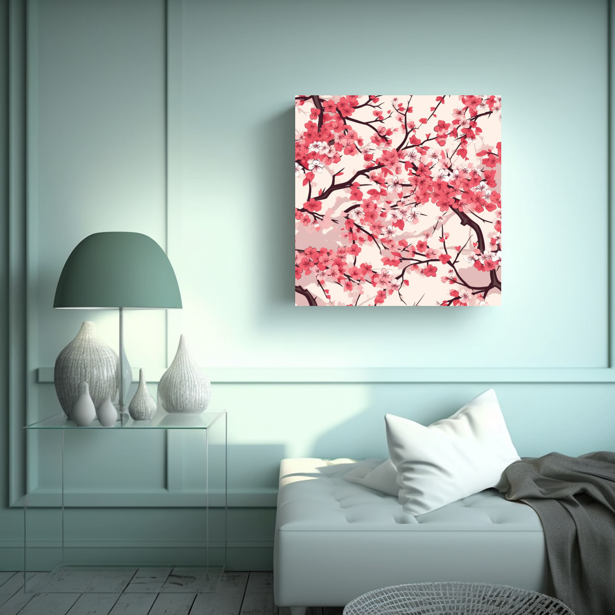 ESTILO JAPONÉS ALTA CALIDAD CEREZOS EN FLOR 40X40 CM - 2