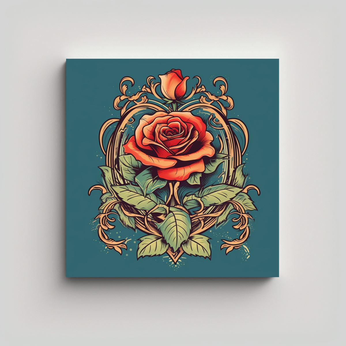 ESTILO ART NOUVEAU ROSA PINTURA ARTE DECORATIVO 100X100 CM - 1