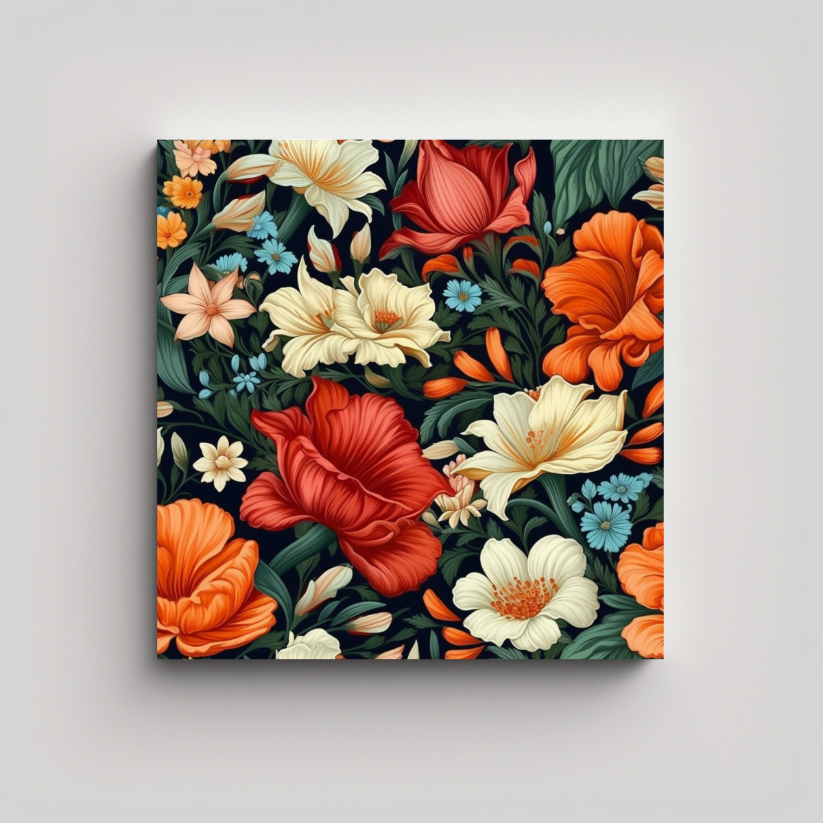 BELLO PATRÓN FLORAL SUBLIMADO EN TELA PARA 90X90 CM - 1
