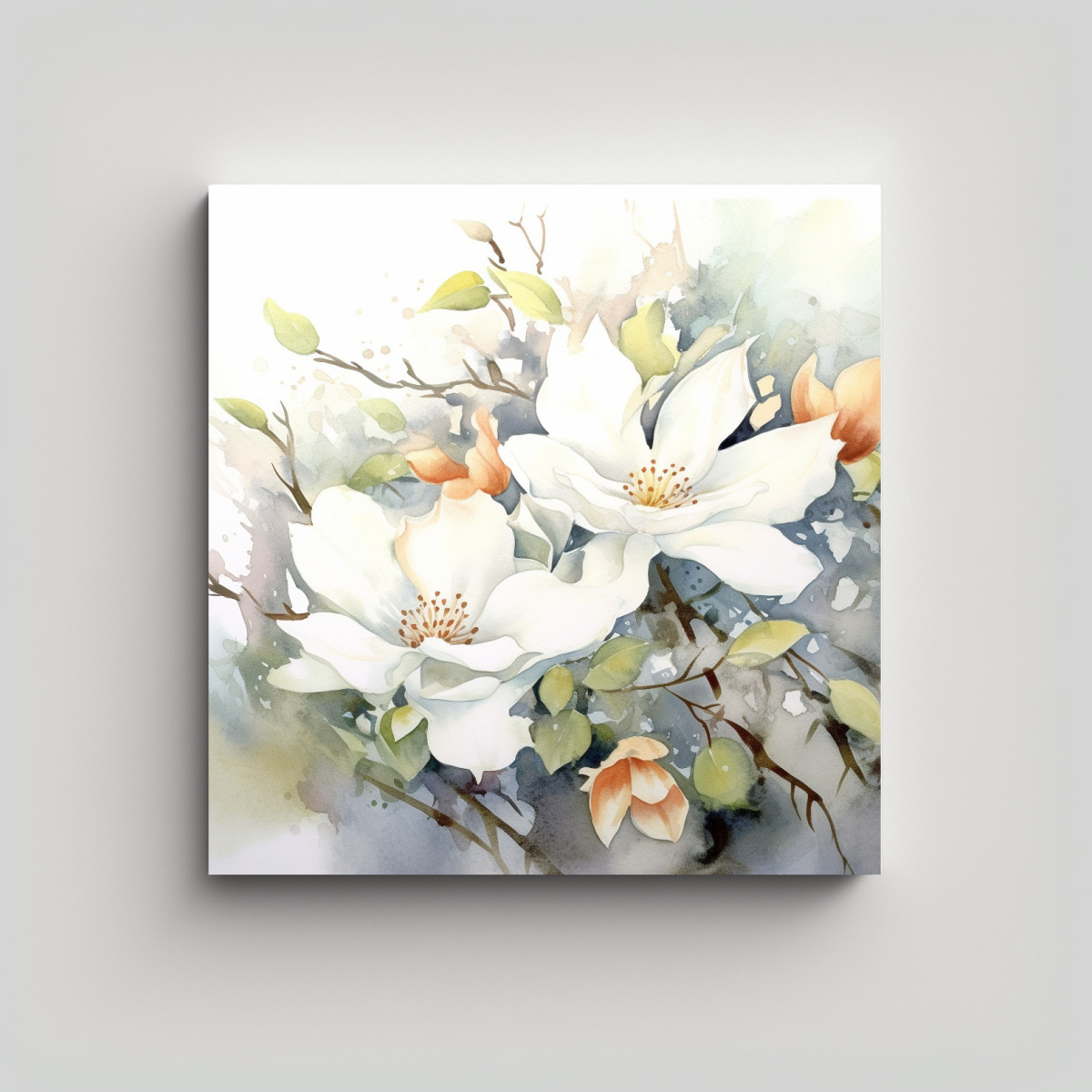 RELIEVE ACUARELA FLORAL LIENZO BLANCO DECORACIÓN 100X100 CM - 1