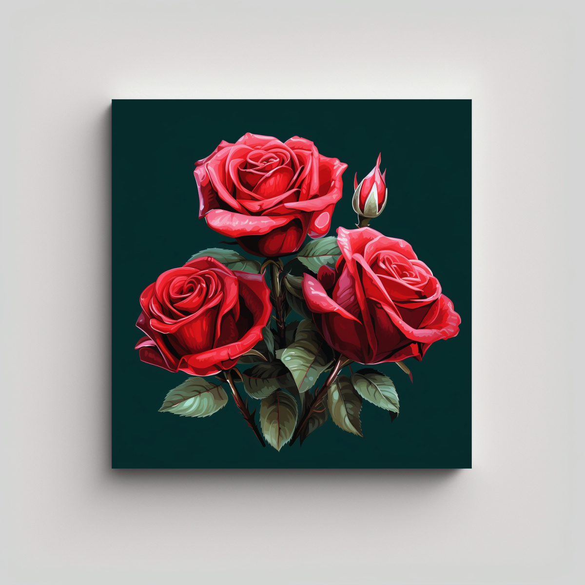 ILUSTRACIÓN VECTORIAL 3D DE ROSAS ROJAS 30X30 CM - 1