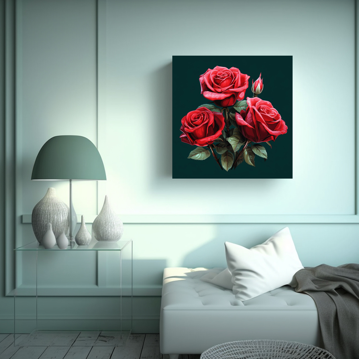 ILUSTRACIÓN VECTORIAL 3D DE ROSAS ROJAS 30X30 CM - 2