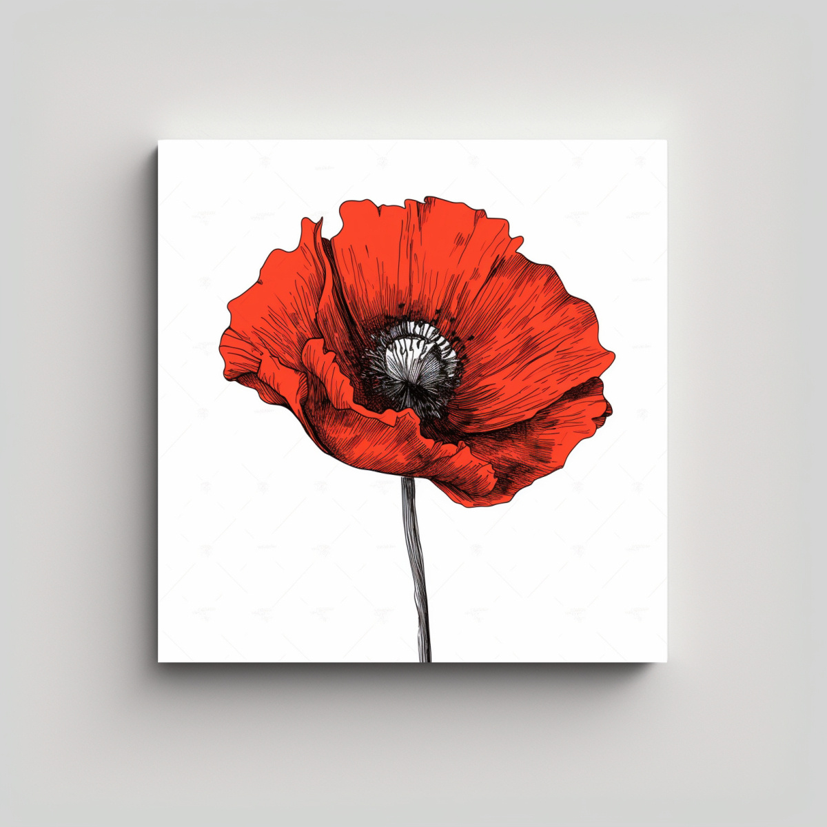 ARTE DE FLORES POPPY ILUSTRACIÓN VECTORIAL 60X60 CM - 1