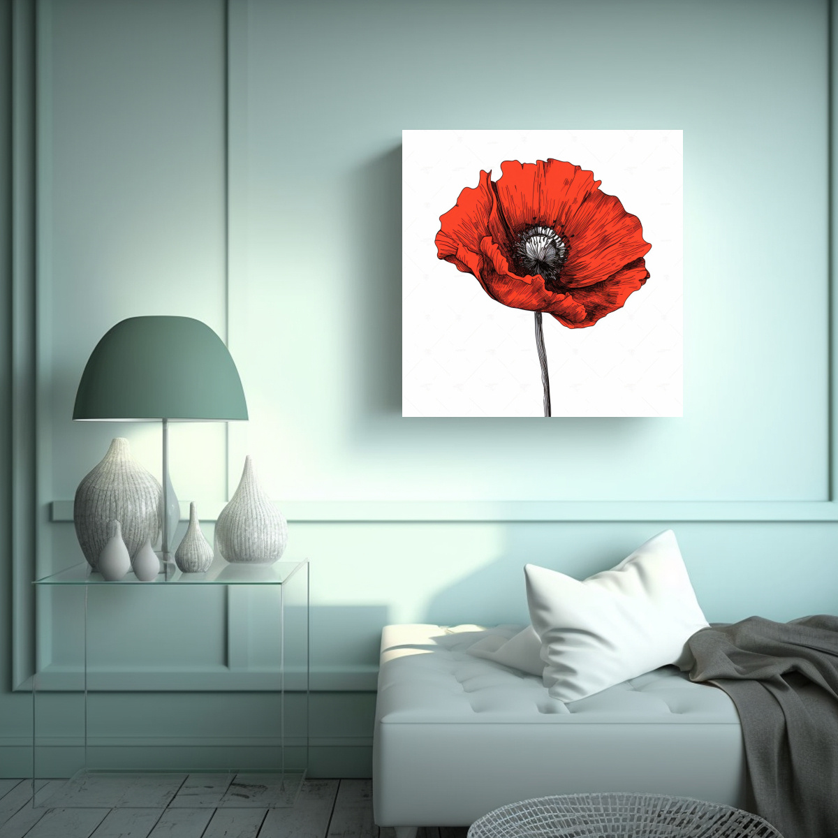 ARTE DE FLORES POPPY ILUSTRACIÓN VECTORIAL 60X60 CM - 2
